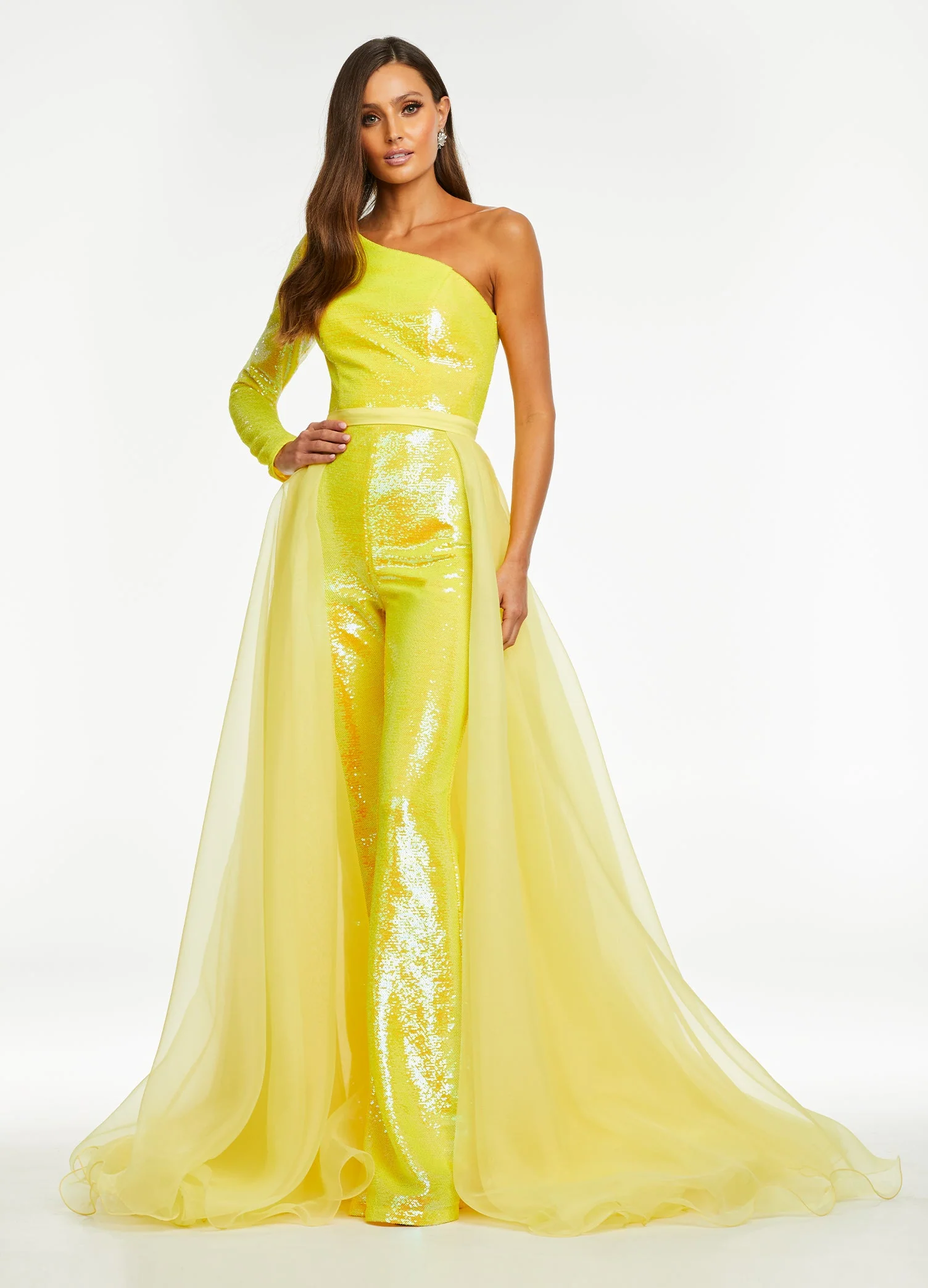 Ashley Lauren 1740 Size 2 Jade Long Organza Overskirt Wire Hem Pageant Prom Layers - Image 40