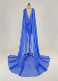 Ashley Lauren 1868 flowy chiffon cape pageant wear double shoulder one piece - Image 6
