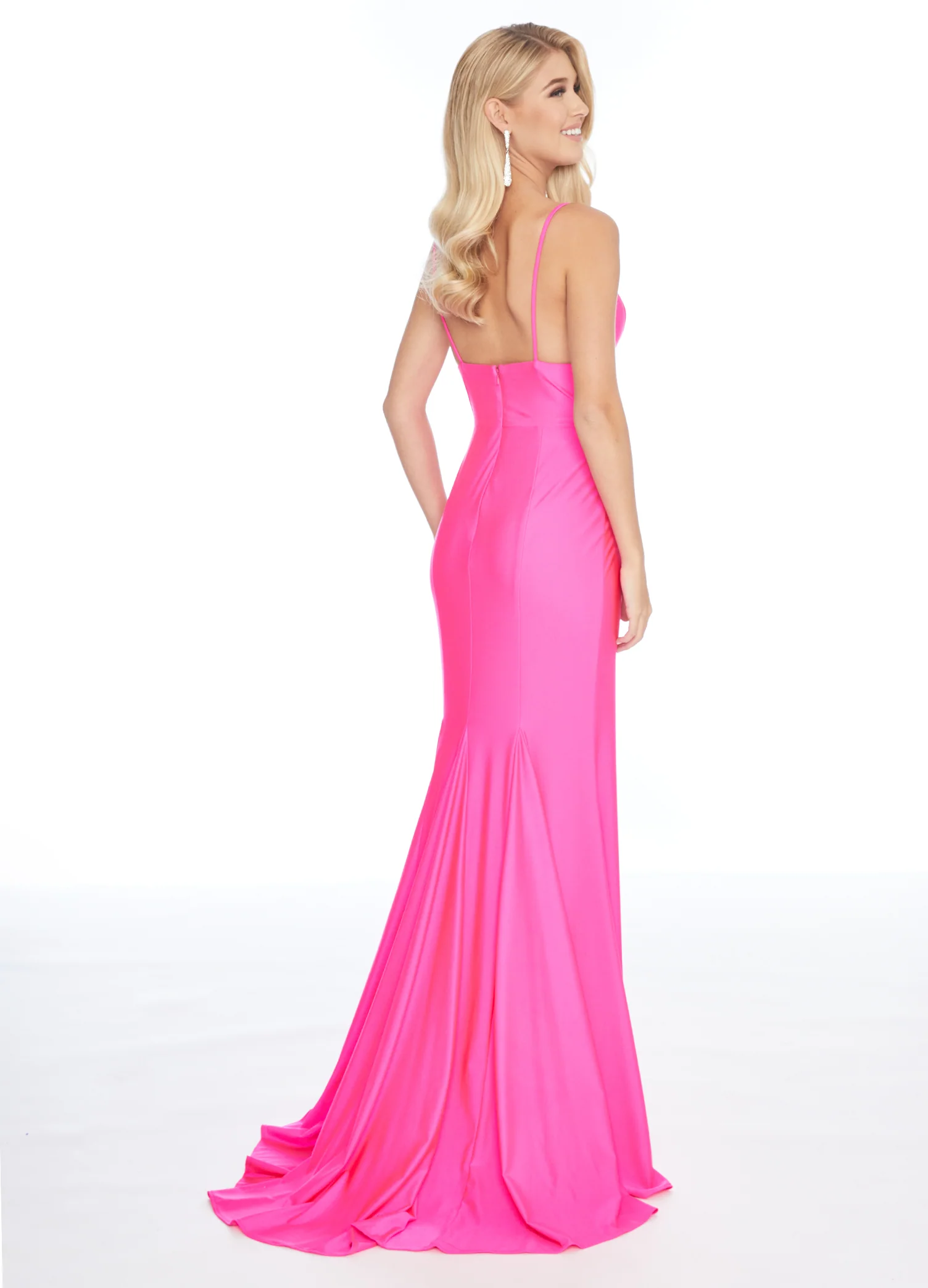 Ashley Lauren 1882 size 10 Turquoise Embellished Slit Prom Dress Pageant Gown V Neck - Image 7