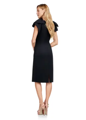 Ashley Lauren 4656 Scuba Cocktail Dress with Bows Fitted Skirt Deep V Neckline Formal Prom - Image 15