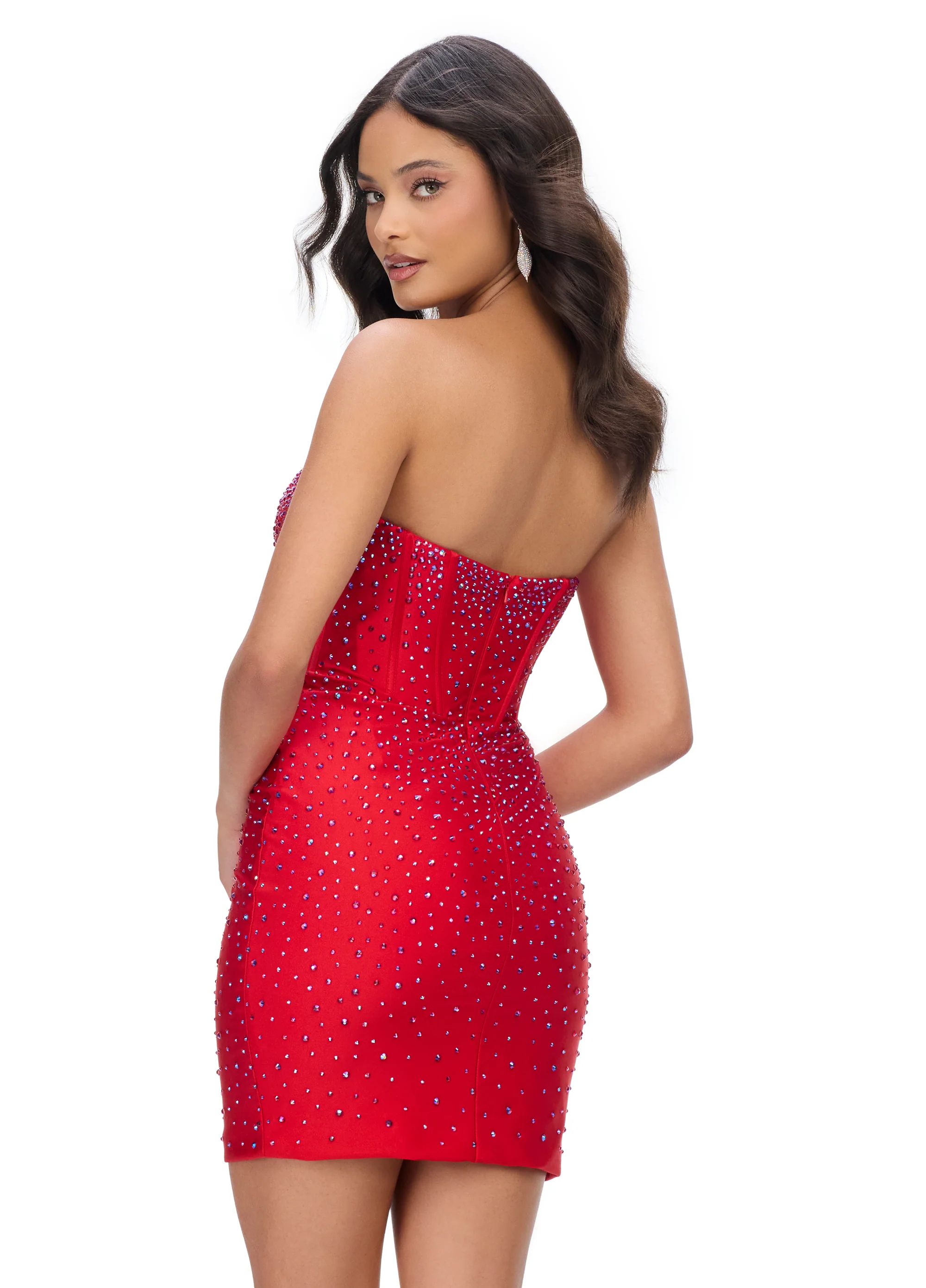 Ashley Lauren 4689 Jersey Cocktail Dress with Corset Bustier and Press On Stones - Image 6