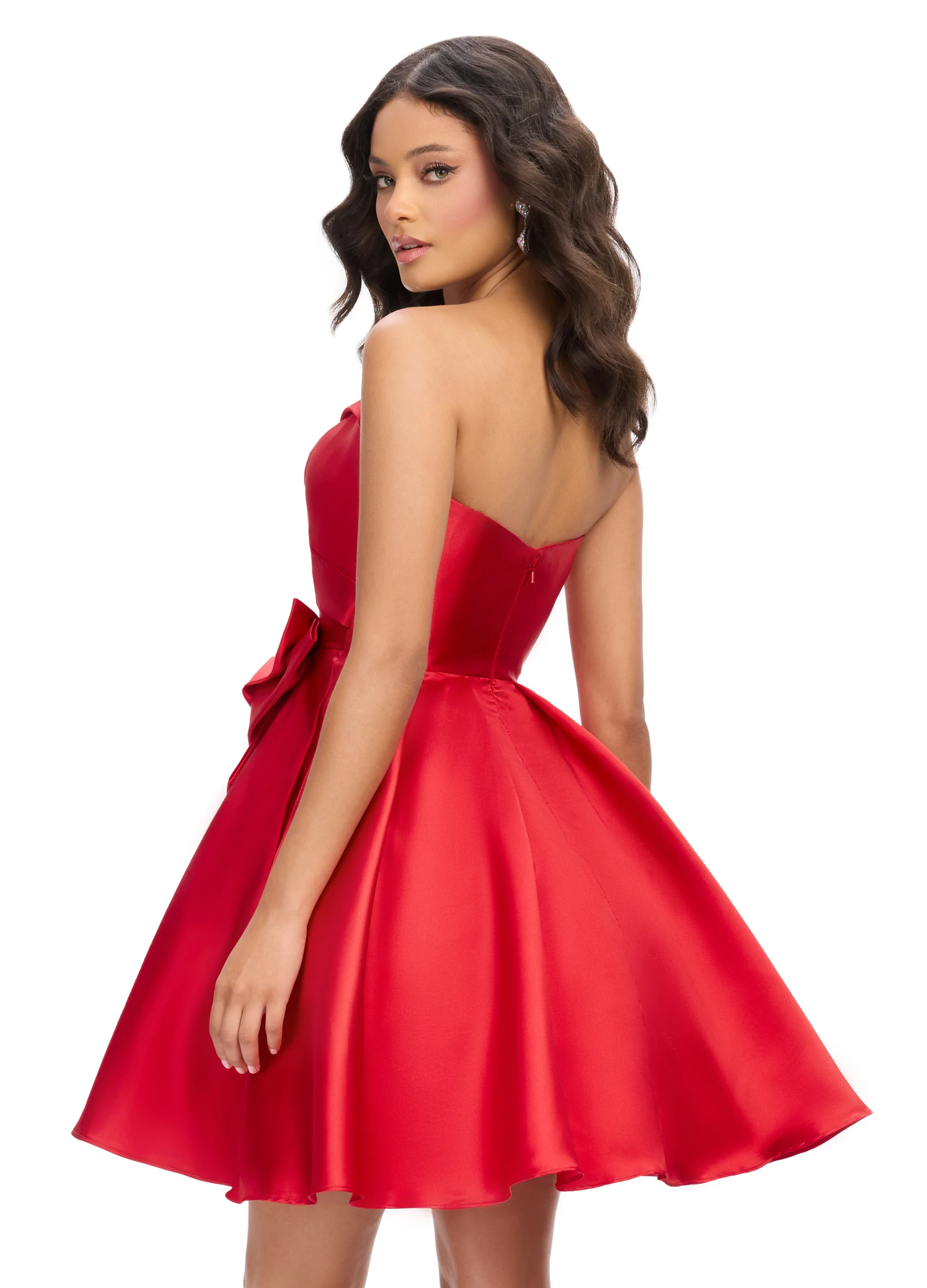 Ashley Lauren 4783 Sweetheart Neckline Cocktail Dress Ruched Bodice Mikado A Line Skirt Bow Hip - Image 5