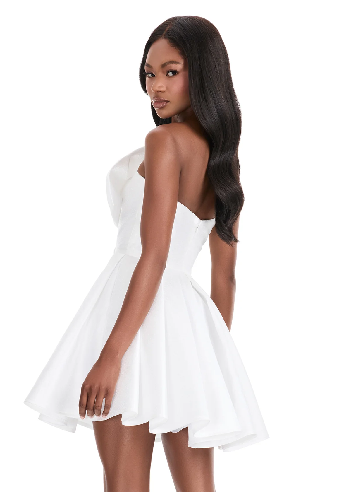 Ashley Lauren 4816 Short Flared Bow Pleated Cocktail Dress Homecoming Gown V neck Formal - Image 6
