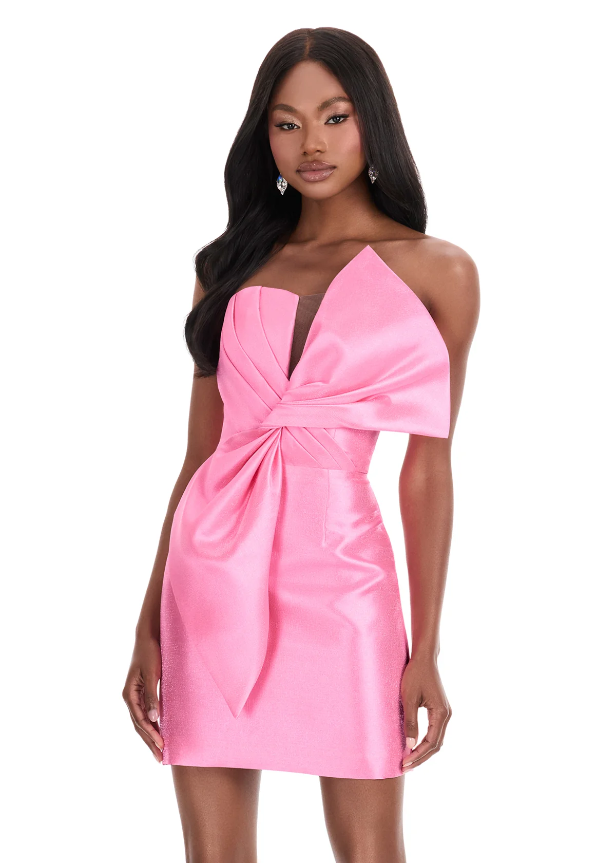 Ashley Lauren 4825 Strapless Mikado Cocktail Dress Oversized Bow - Image 4