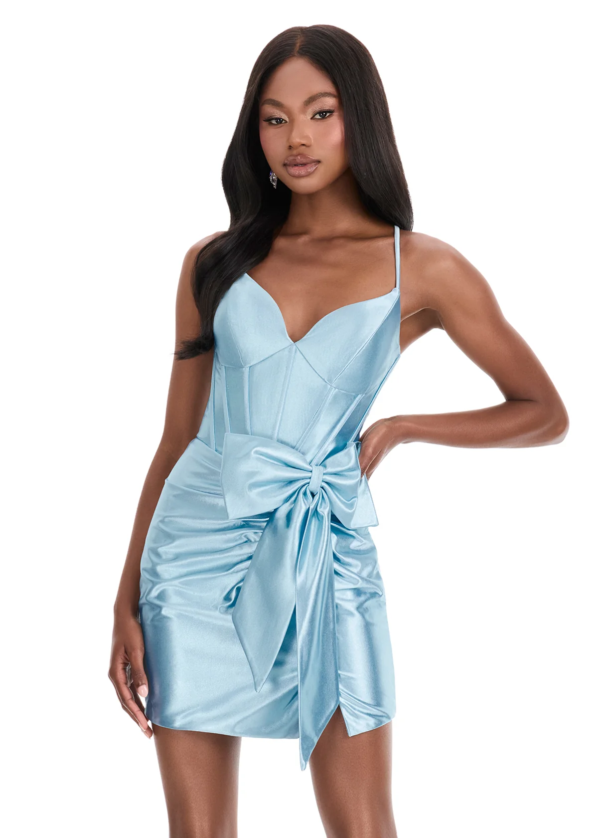 Ashley Lauren 4827 Satin Bow Homecoming Dress Corset - Image 4