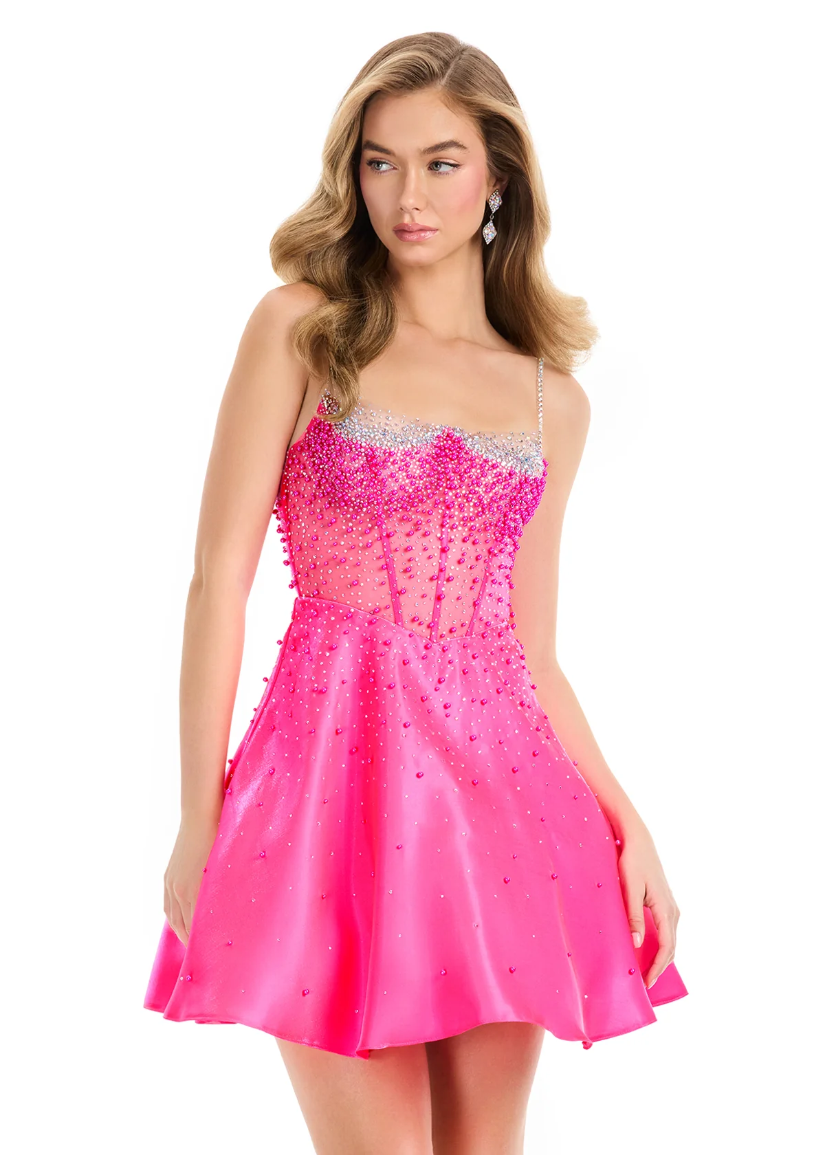 Ashley Lauren 4927 Flared Beaded Corset Homecoming Dress
