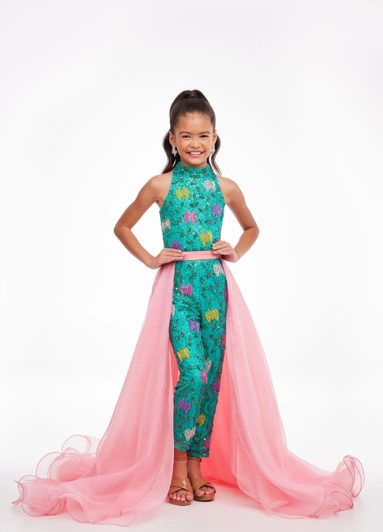 Ashley Lauren Kids 8067 Size 4 Fuchsia Girls Organza Overskirt with Wire Hem Fun Fashion Pageant Girls - Image 11