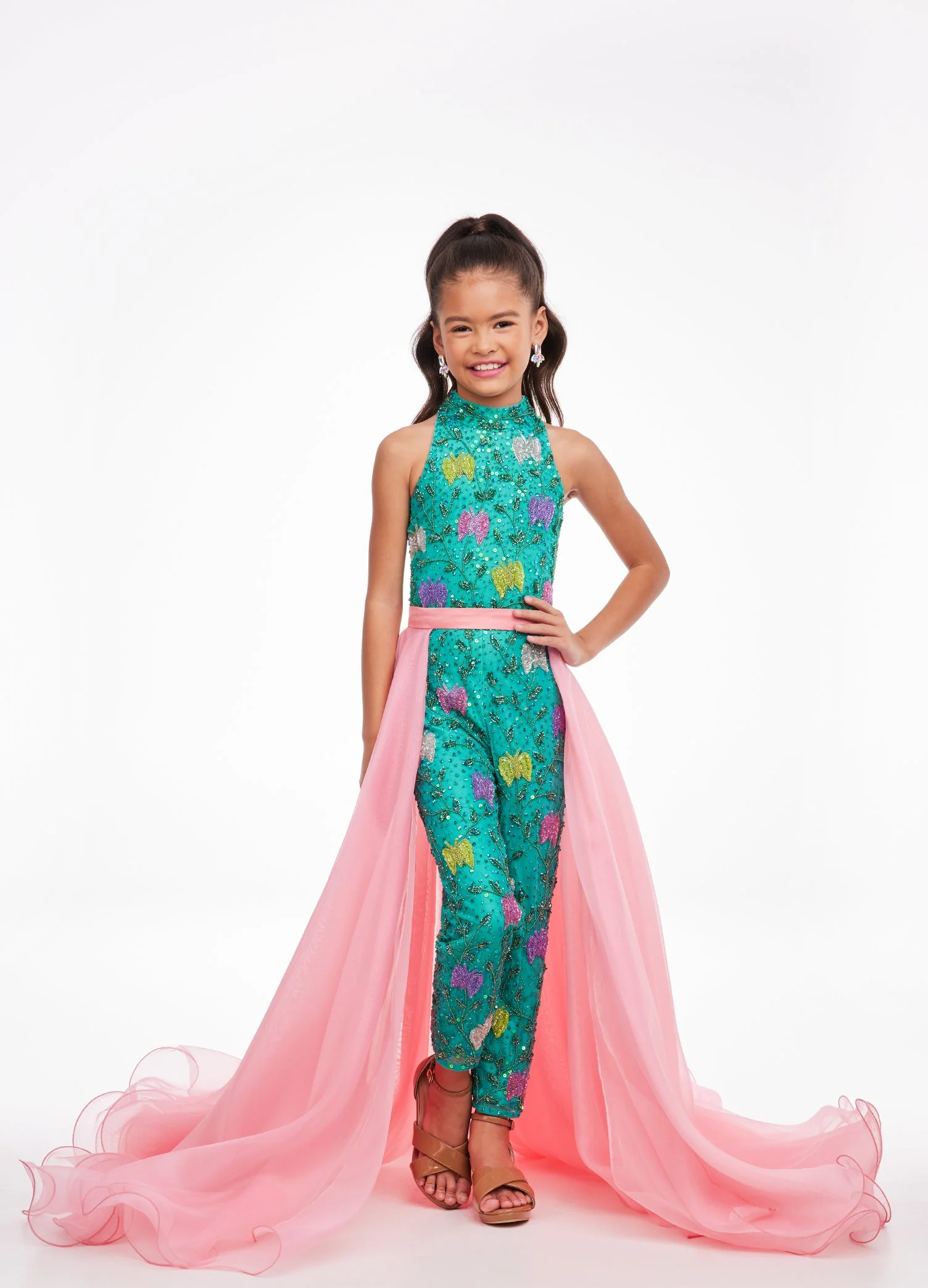 Ashley Lauren Kids 8067 Size 4 Fuchsia Girls Organza Overskirt with Wire Hem Fun Fashion Pageant Girls - Image 12