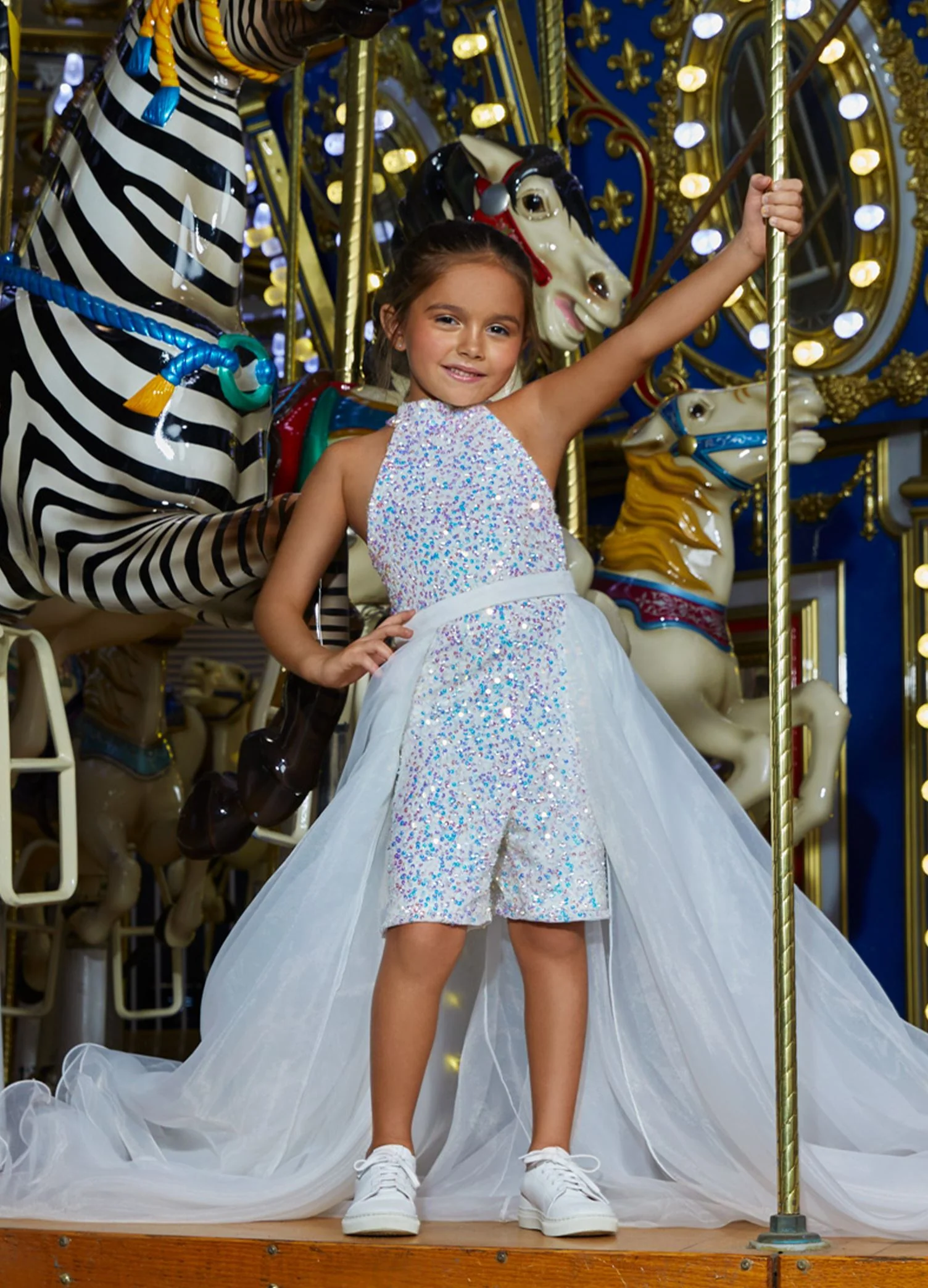 Ashley Lauren Kids 8067 Size 4 Fuchsia Girls Organza Overskirt with Wire Hem Fun Fashion Pageant Girls - Image 5