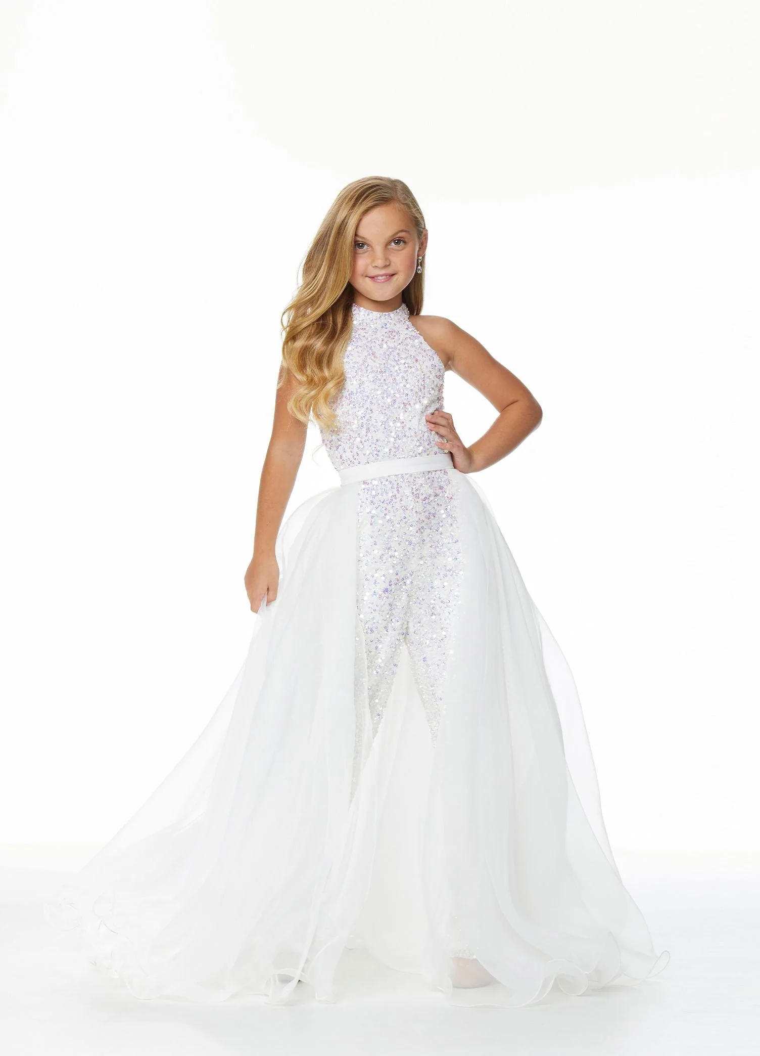 Ashley Lauren Kids 8067 Size 4 Fuchsia Girls Organza Overskirt with Wire Hem Fun Fashion Pageant Girls - Image 7