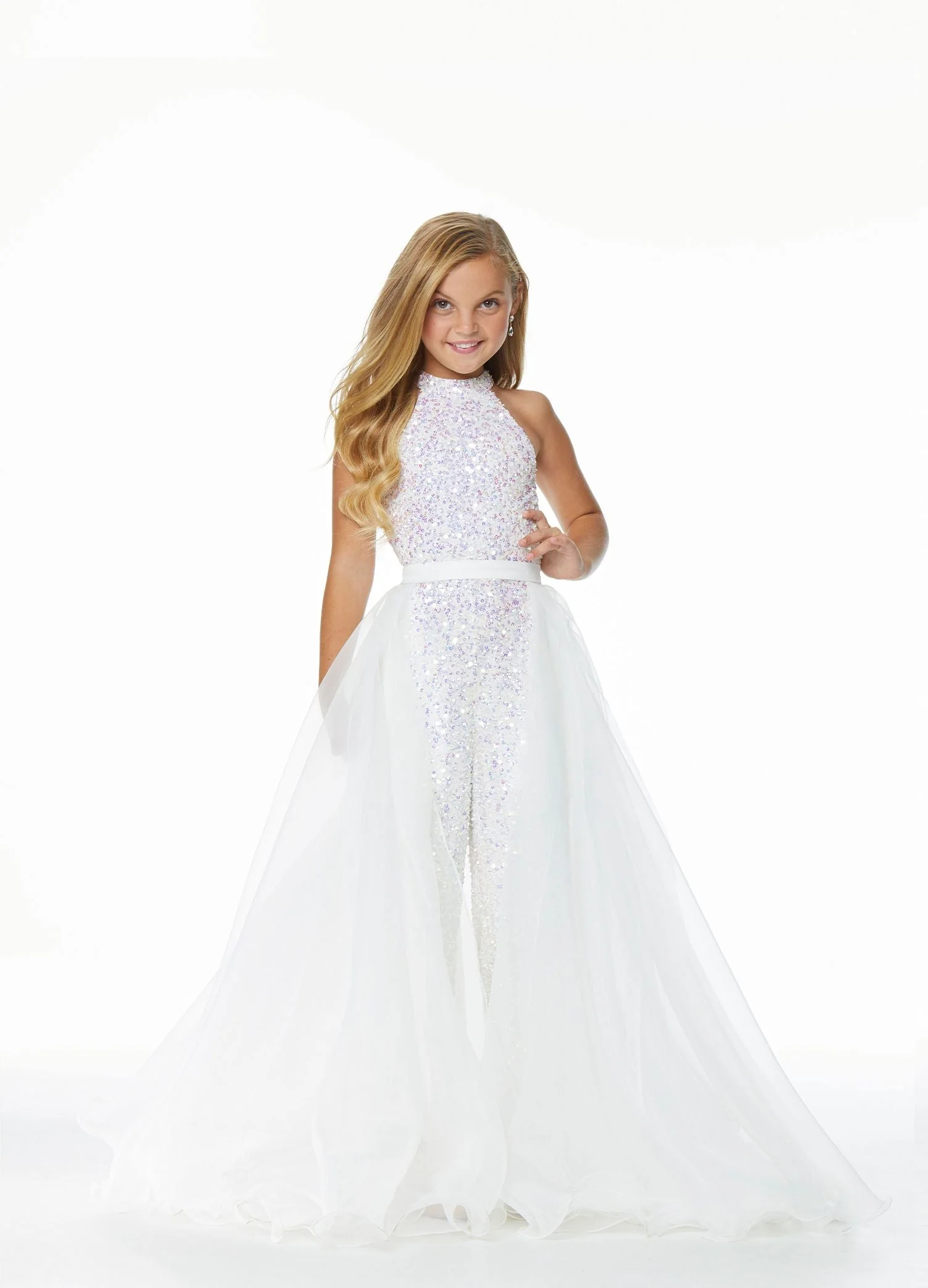Ashley Lauren Kids 8067 Size 14 Neon Green Girls Organza Overskirt with Wire Hem Fun Fashion Pageant Girls - Image 8