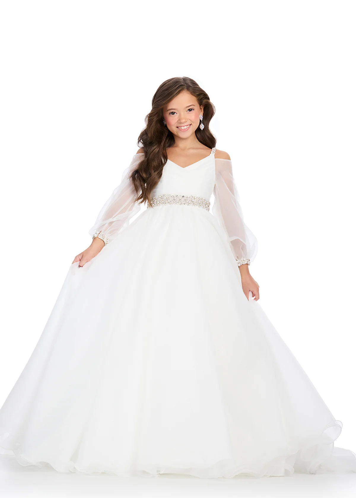 ASHLEYlauren 8273 Size 10 Hot Pink Girls Pageant Dress Long Sleeve Ballgown Formal Kids Gown - Image 4