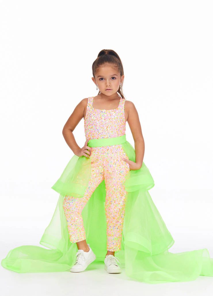 Ashley Lauren Kids 8025 Size 4 RED Pageant Jumpsuit Sequin - Image 4