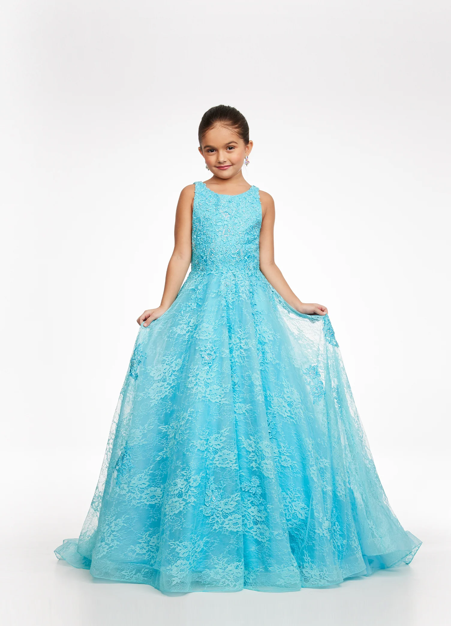 Ashley Lauren Kids 8073 Size 16 LILAC Girls Dress Long Lace A Line Ball Gown Pageant Dress High Neck - Image 4