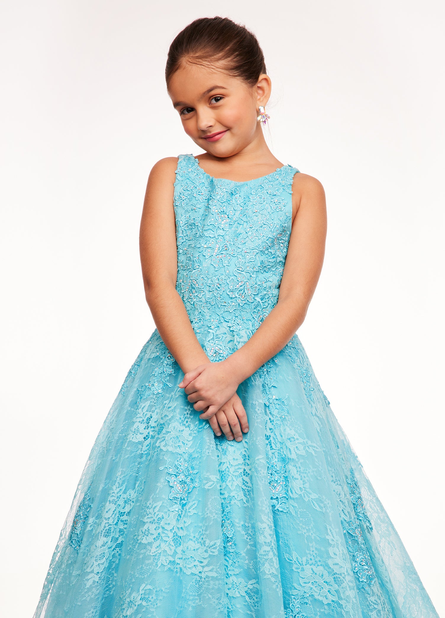 Ashley Lauren Kids 8073 Size 16 LILAC Girls Dress Long Lace A Line Ball Gown Pageant Dress High Neck - Image 6