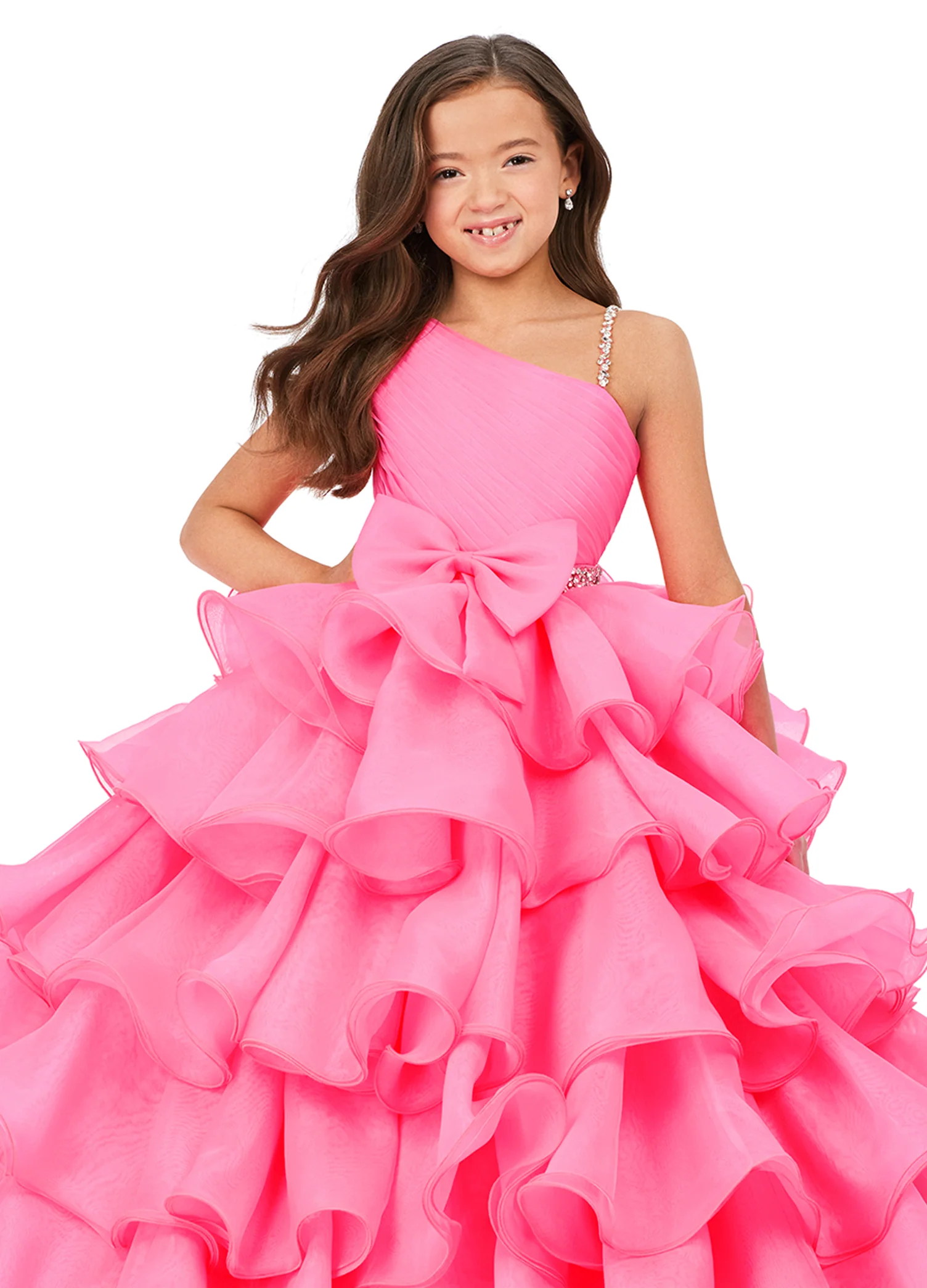 Ashley Lauren Kids 8217 Size 12 Aqua Girls Pageant Dress Ruffle Bow - Image 6