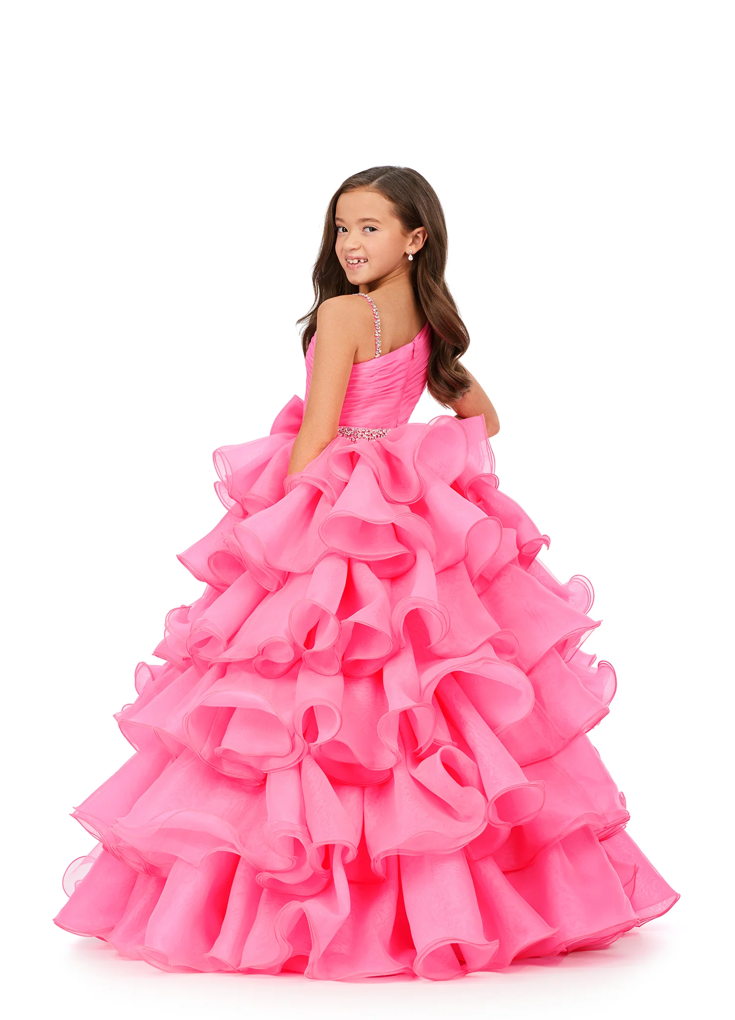 Ashley Lauren Kids 8217 Size 12 Aqua Girls Pageant Dress Ruffle Bow - Image 7