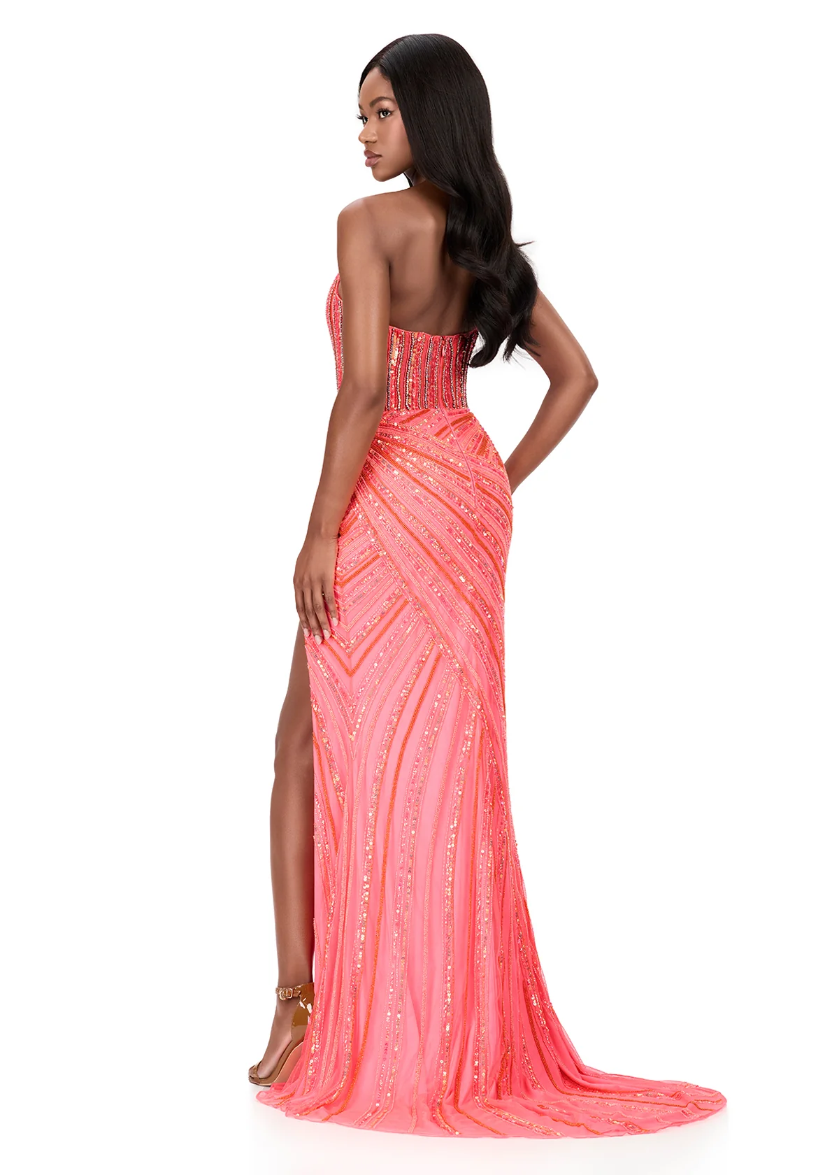 ASHLEYlauren 12150 Size 2 PINK sequin Prom Dress - Image 2