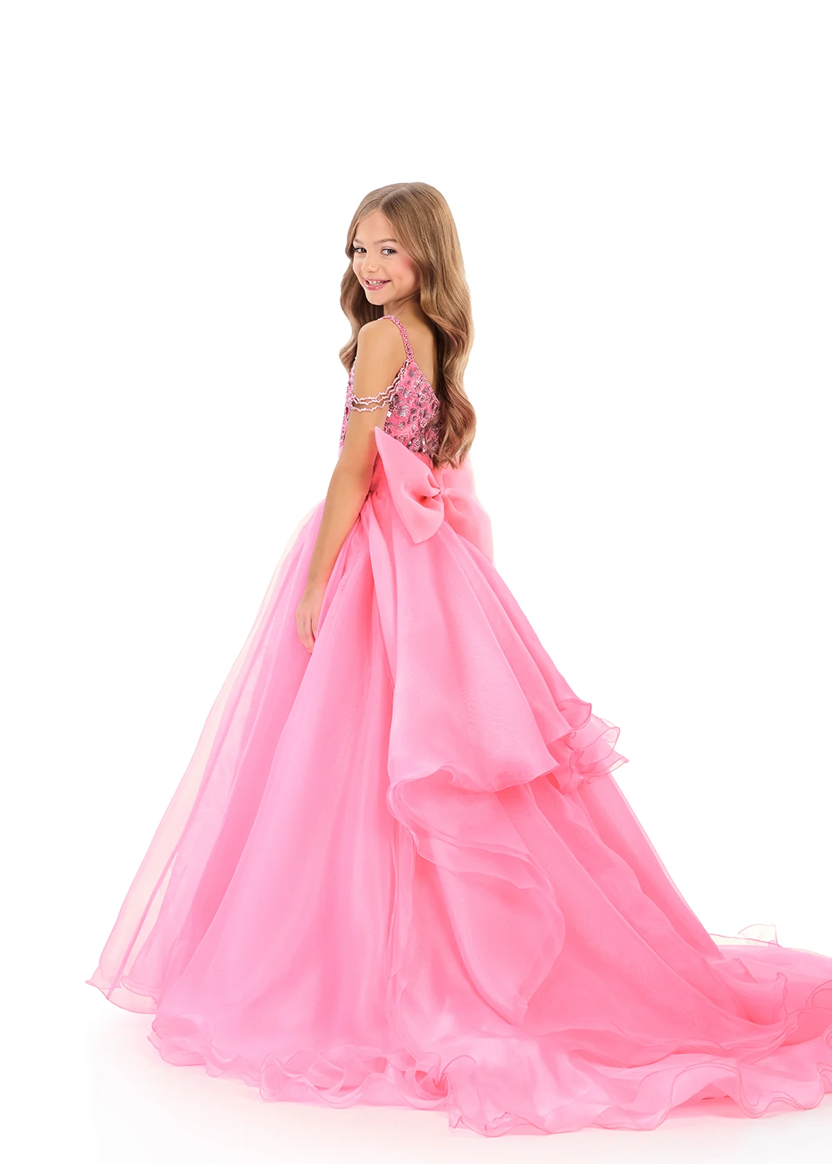 ASHLEYlauren 8356 Girls Pageant Gown Large Back Bow - Image 4