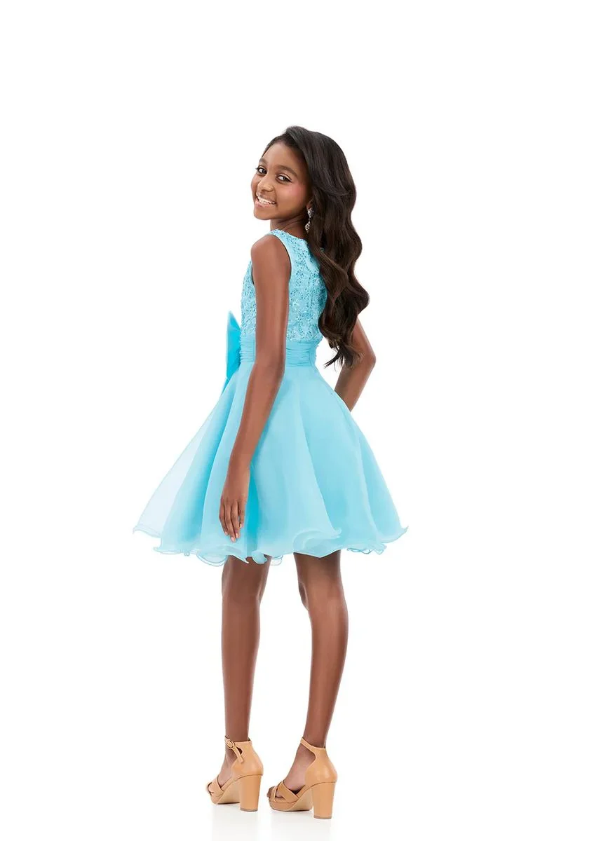 ASHLEYlauren 8359 Girls short dress heat set bodice flowy organza skirt - Image 6