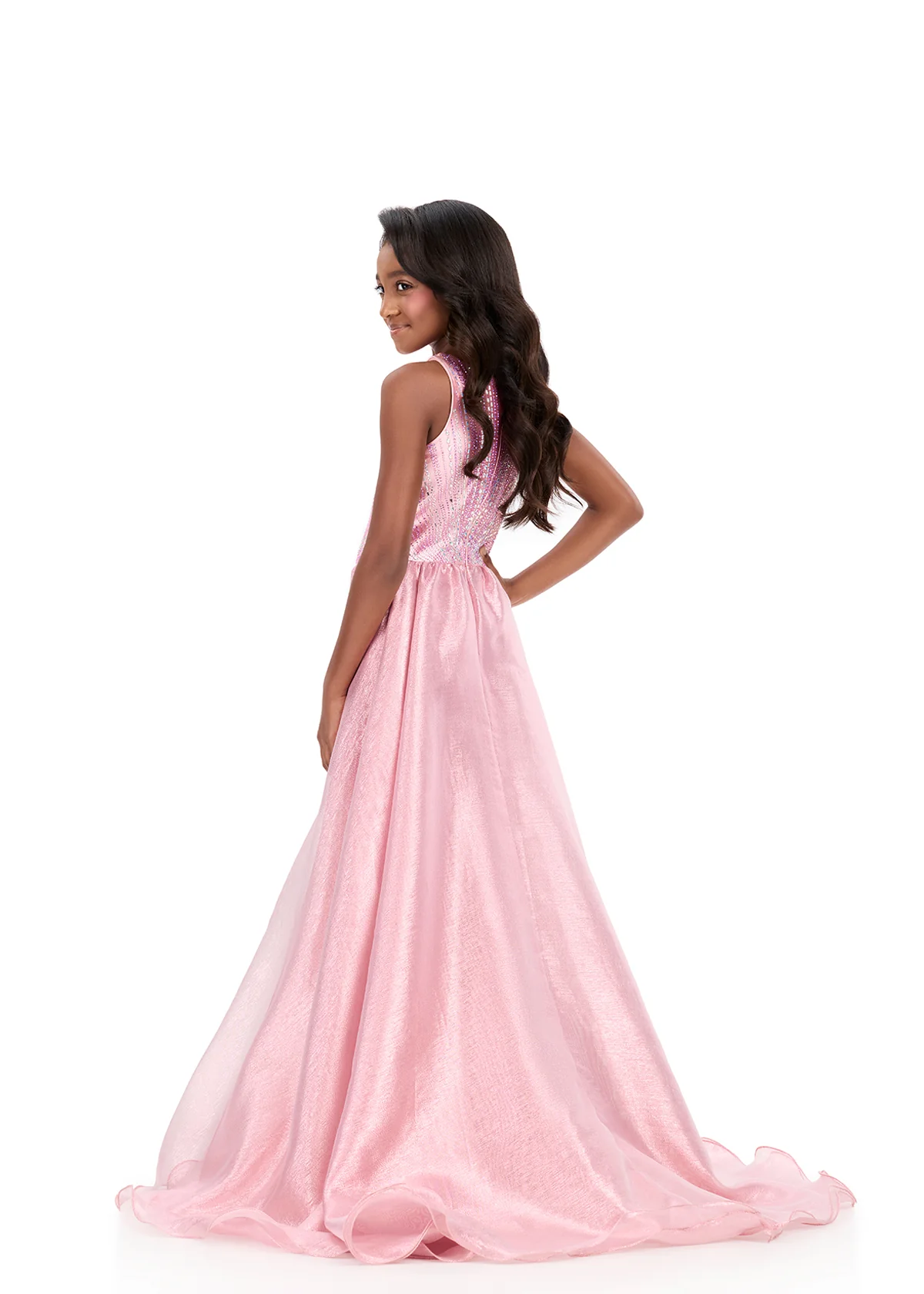 ASHLEYlauren 8363 Girls pageant jumpsuit overskirt - Image 2