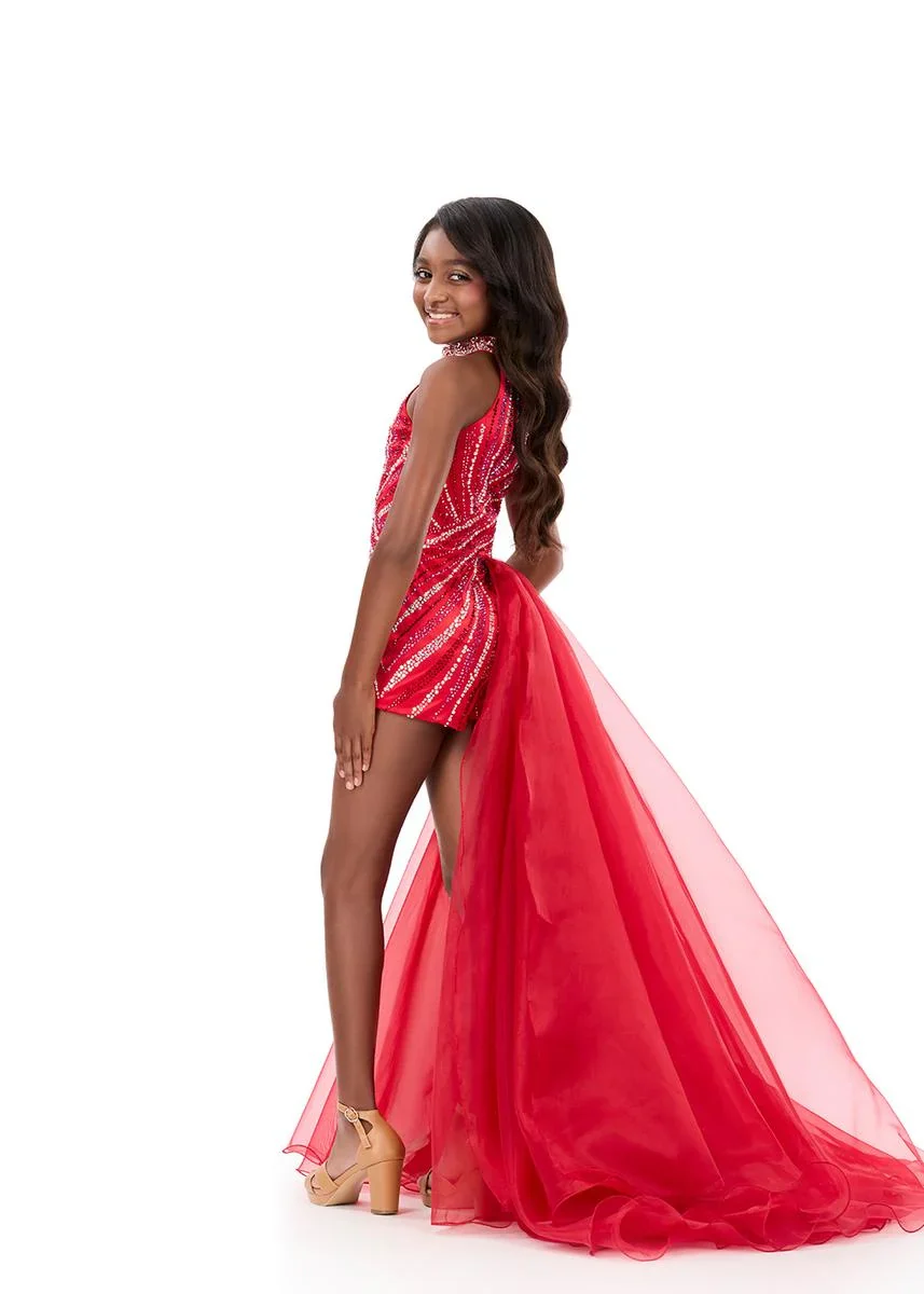 ASHLEYlauren 8364 Girls pageant romper with side skirt - Image 5