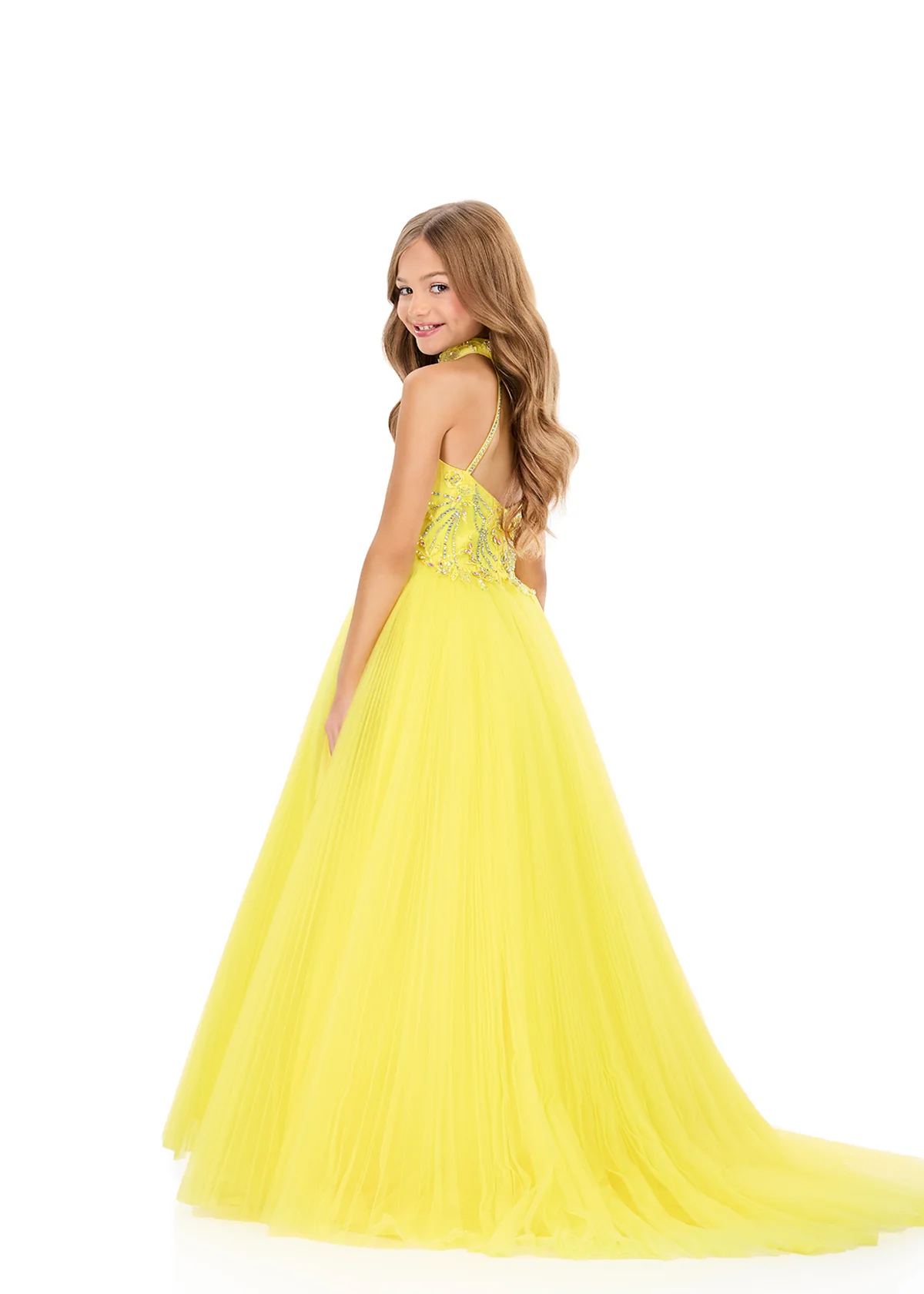 ASHLEYlauren 8366 Girls Pageant Dress Pleated Lace - Image 2