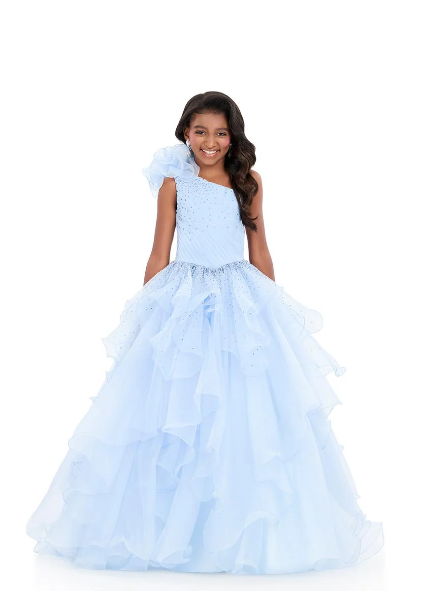 ASHLEYlauren 8368 Girls Pageant Dress Tiered Organza Skirt