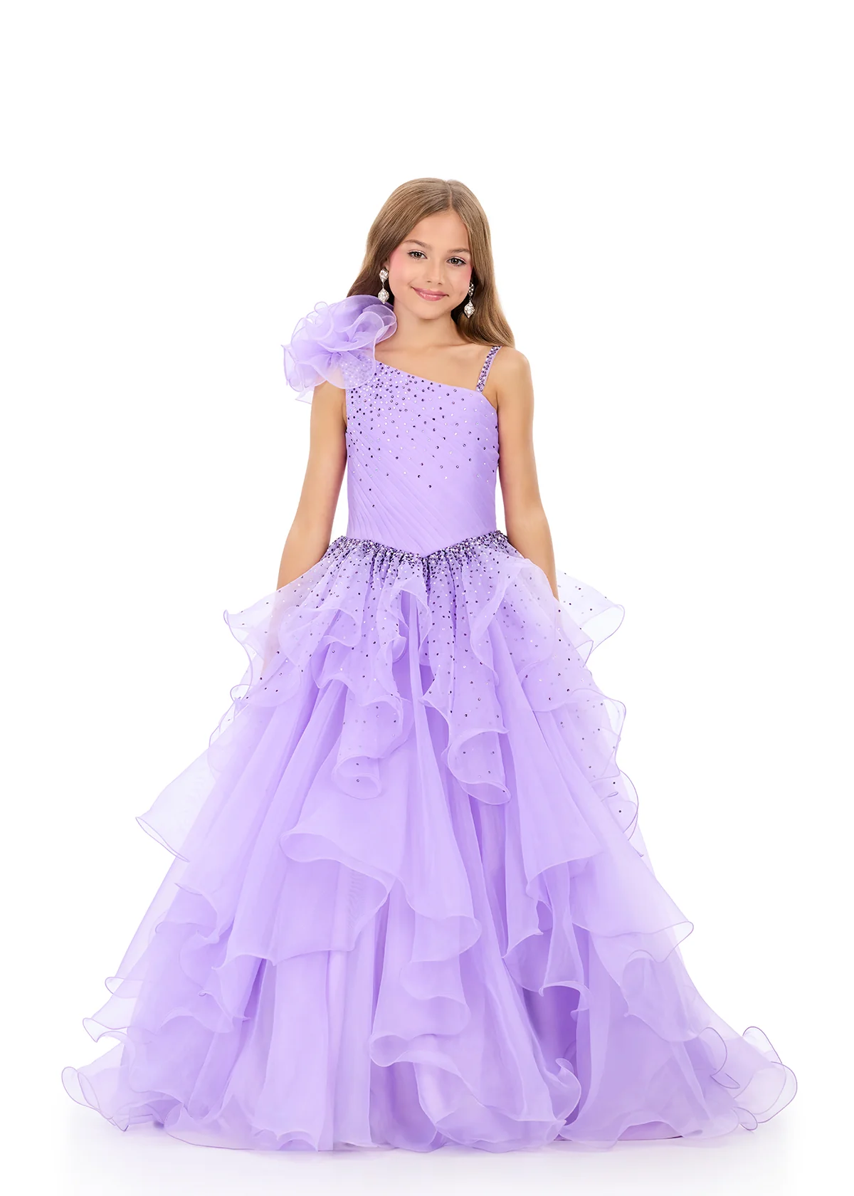 ASHLEYlauren 8368 Girls Pageant Dress Tiered Organza Skirt - Image 2