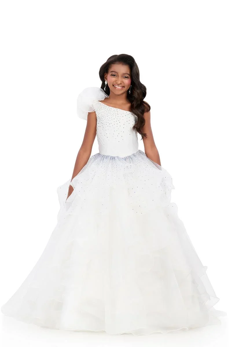 ASHLEYlauren 8368 Girls Pageant Dress Tiered Organza Skirt - Image 3