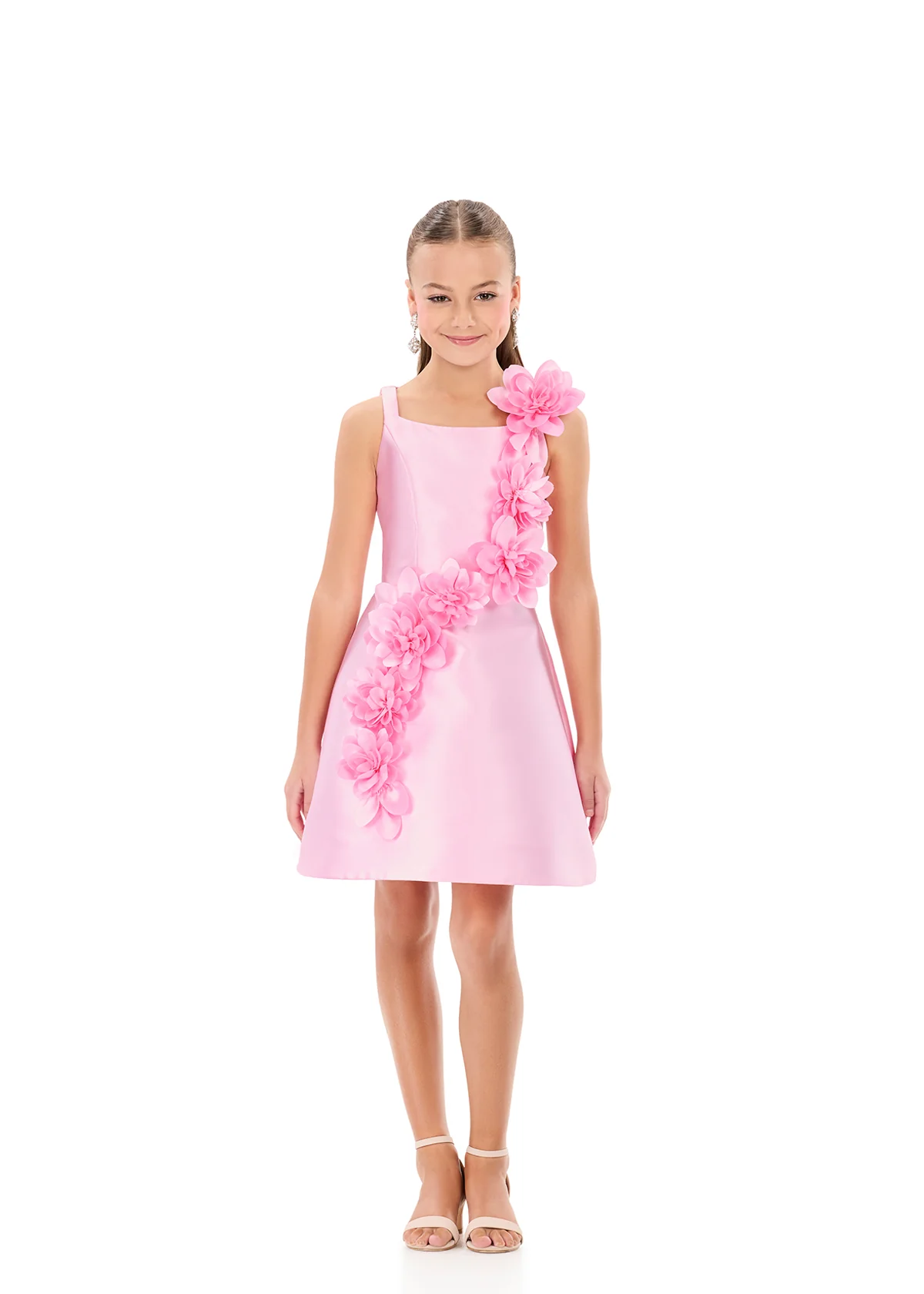 ASHLEYlauren 8370 Girls Short Formal Dress Flower Details