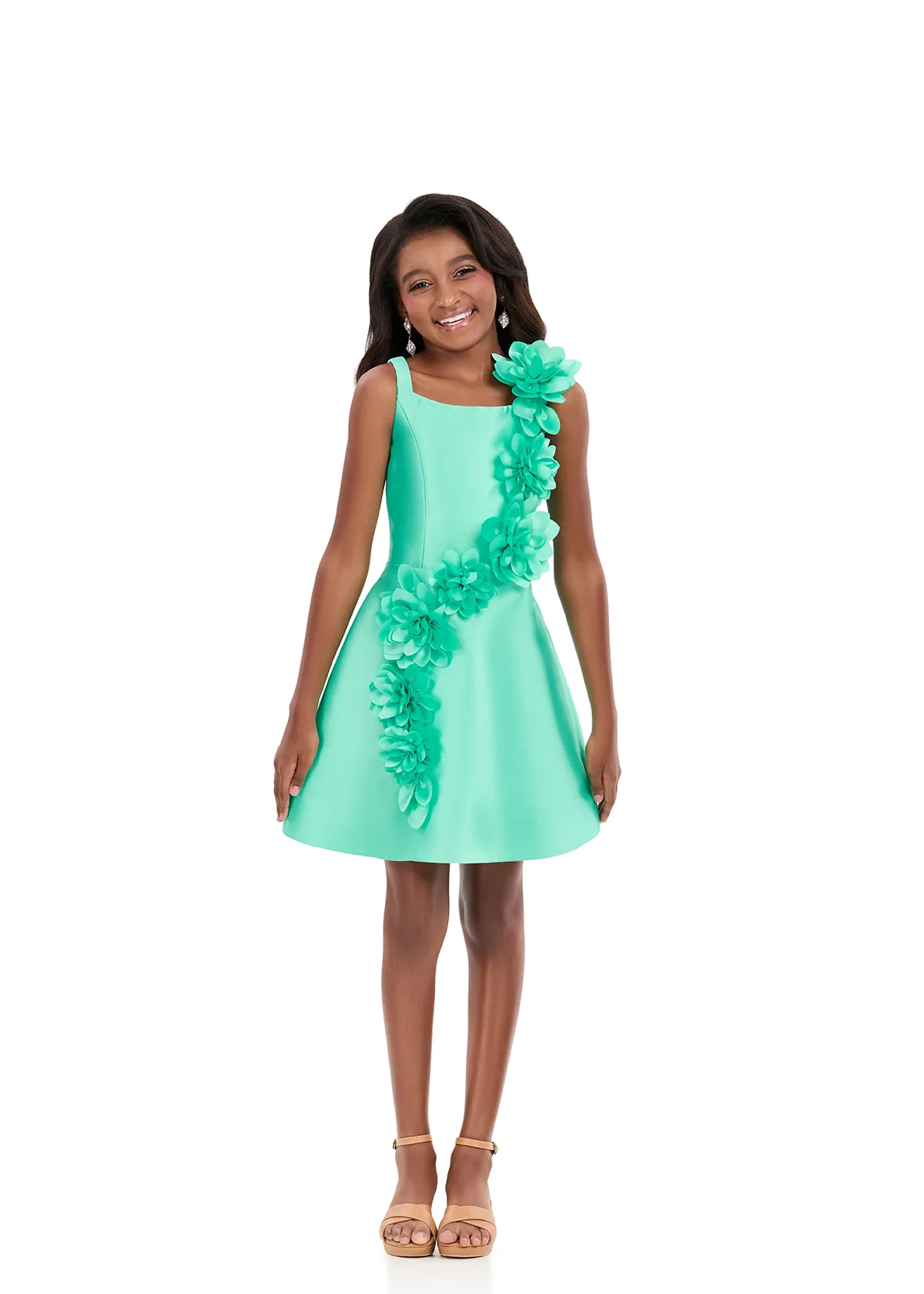 ASHLEYlauren 8370 Girls Short Formal Dress Flower Details - Image 3
