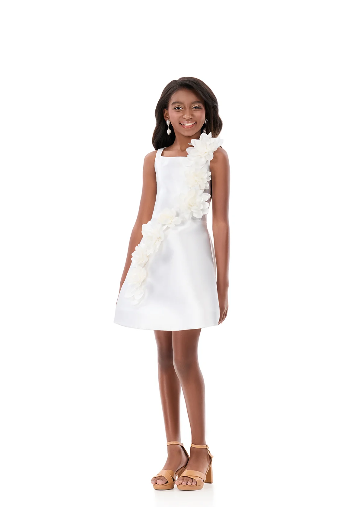 ASHLEYlauren 8370 Girls Short Formal Dress Flower Details - Image 4