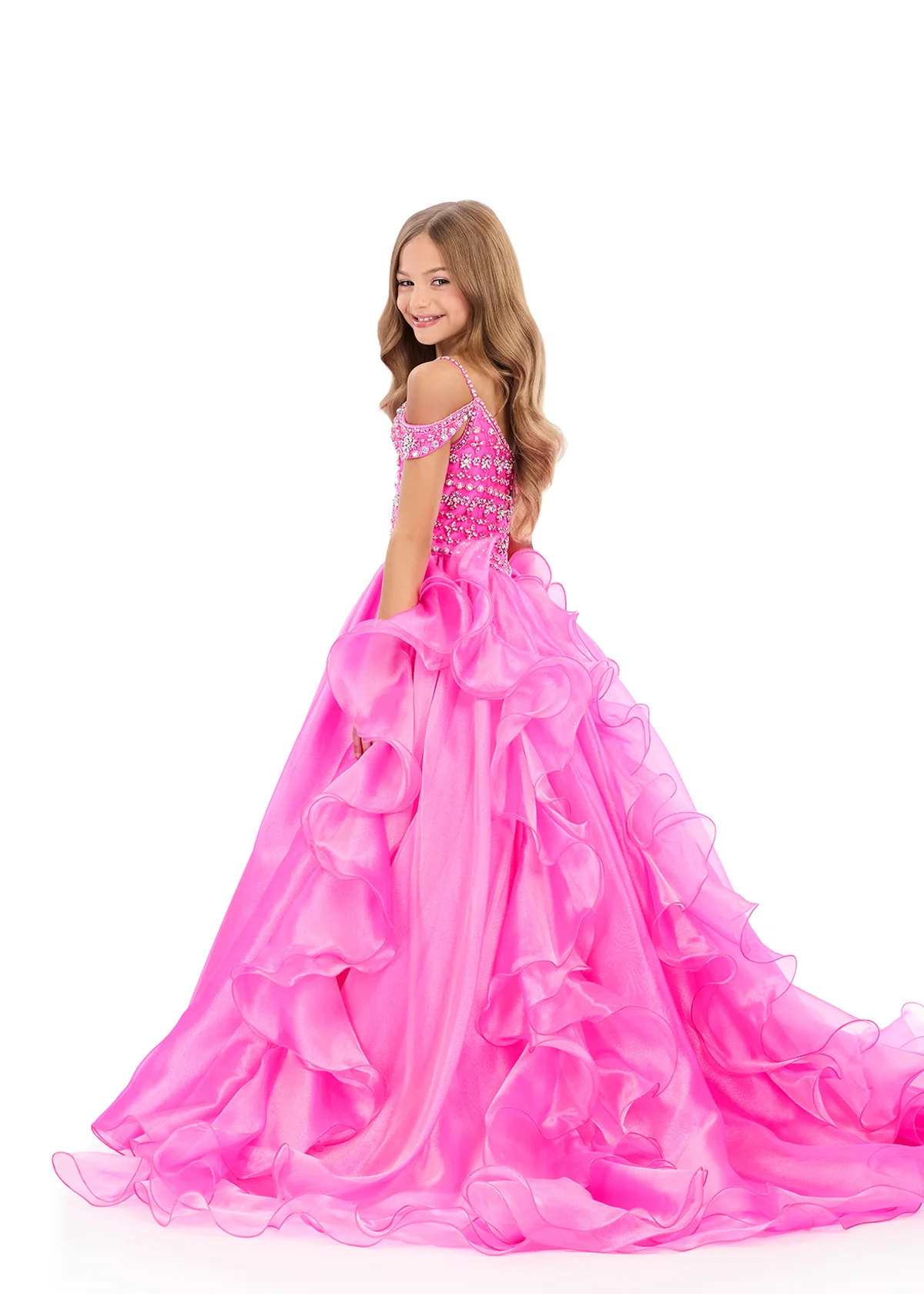 Ashleylauren 8376 Girls Pageant Dress Ruffles - Image 2