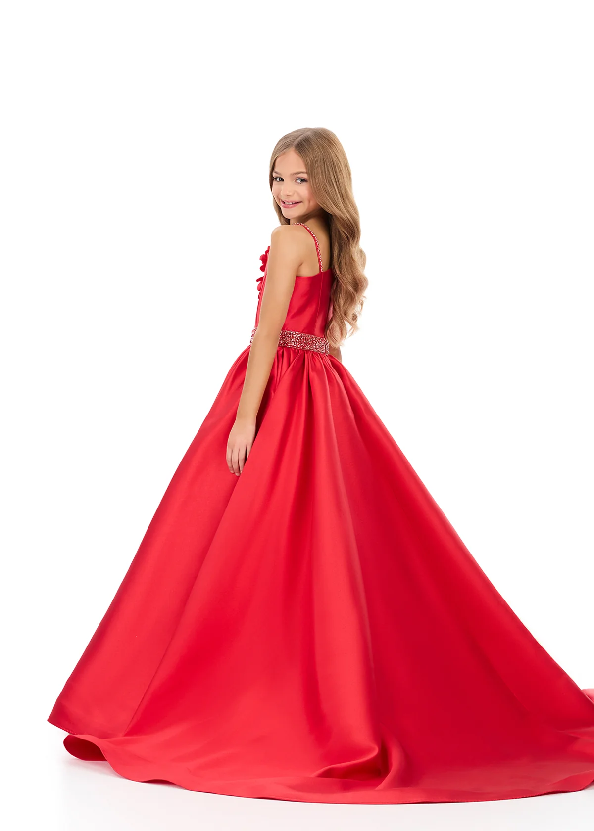 Ashleylauren 8379 Girls Pageant Dress A line One Shoulder - Image 4