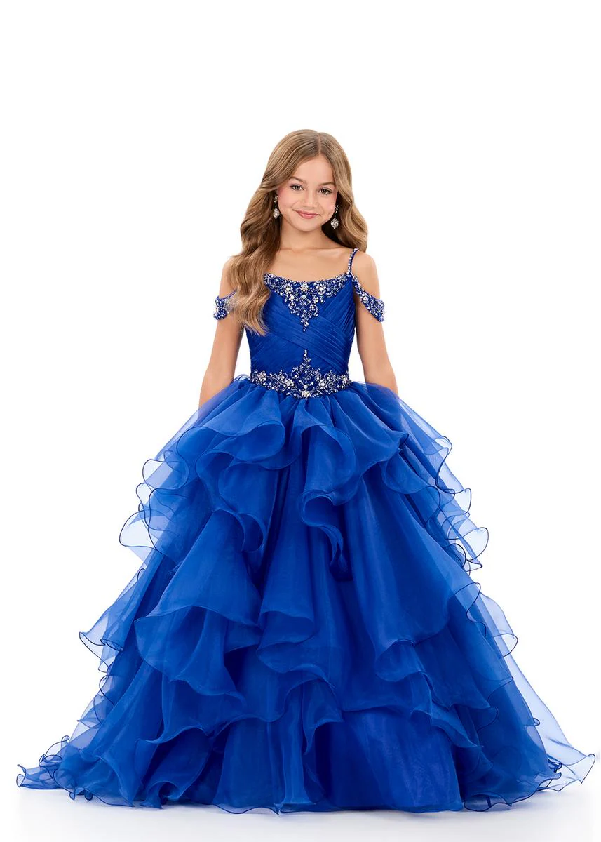 Ashleylauren 8383 Girls Pageant Dress Layered Organza - Image 2