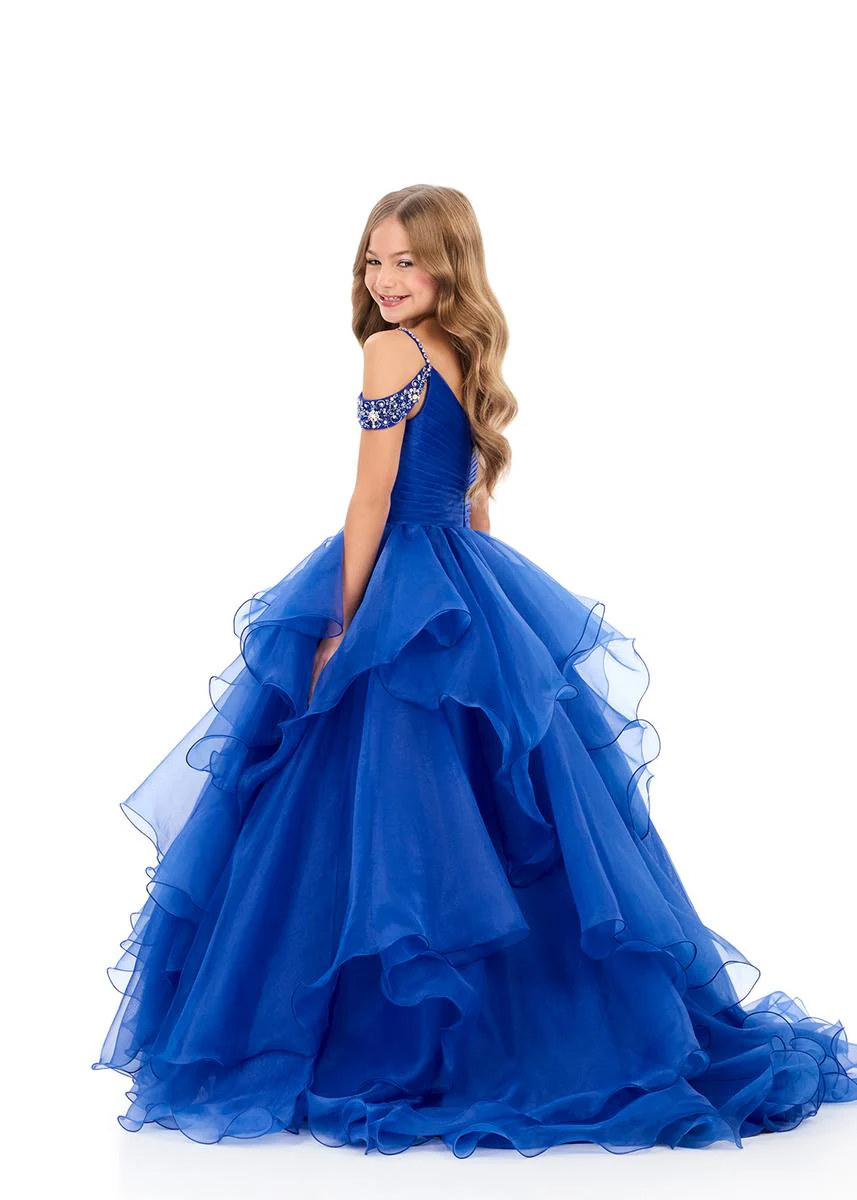 Ashleylauren 8383 Girls Pageant Dress Layered Organza - Image 3