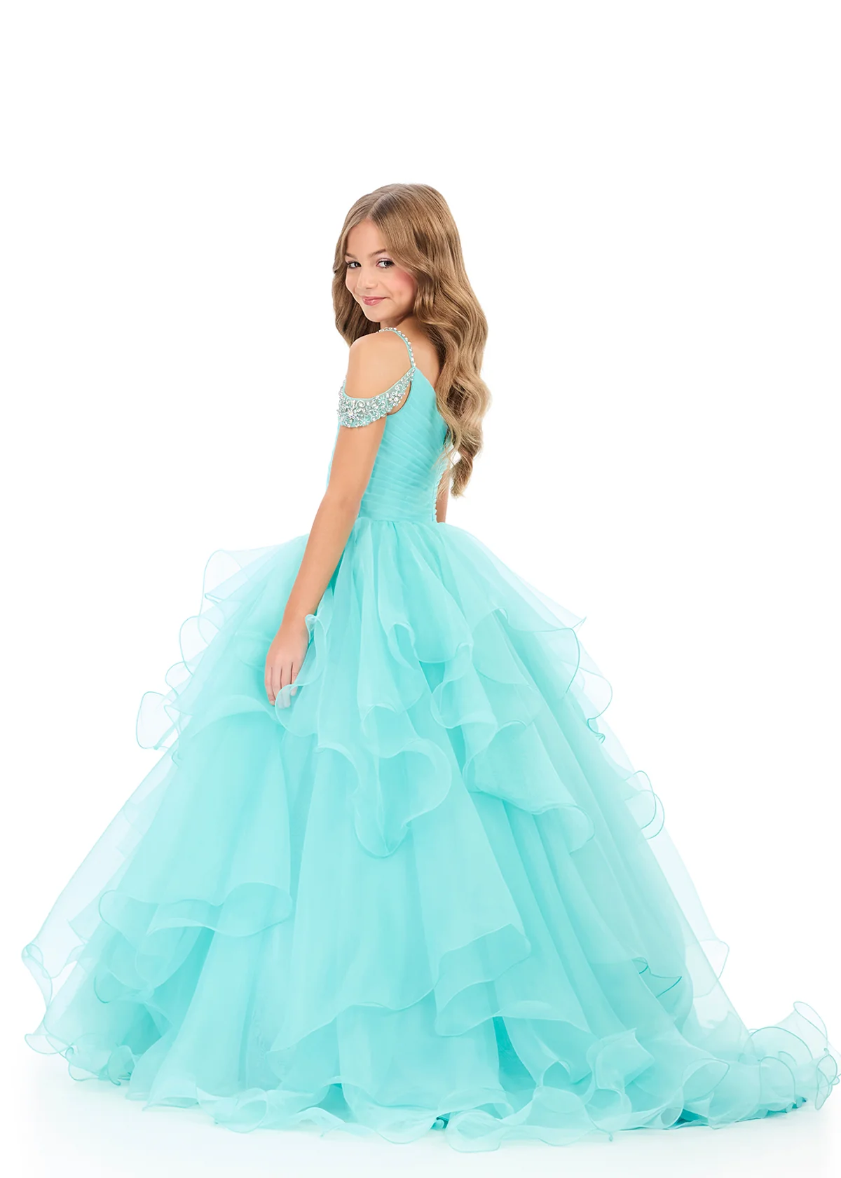 Ashleylauren 8383 Girls Pageant Dress Layered Organza - Image 6