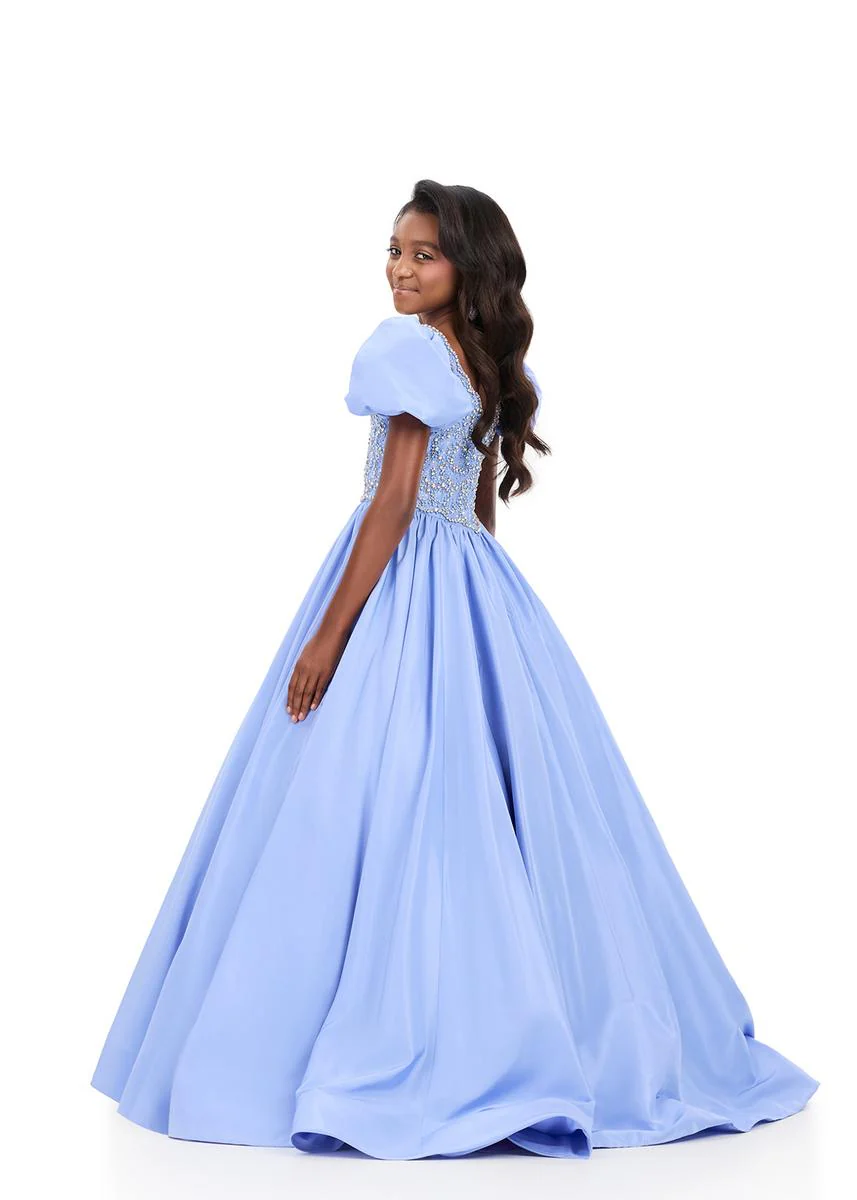 ASHLEYlauren 8386 Girls Pageant Dress Puff Sleeves Ballgown - Image 2