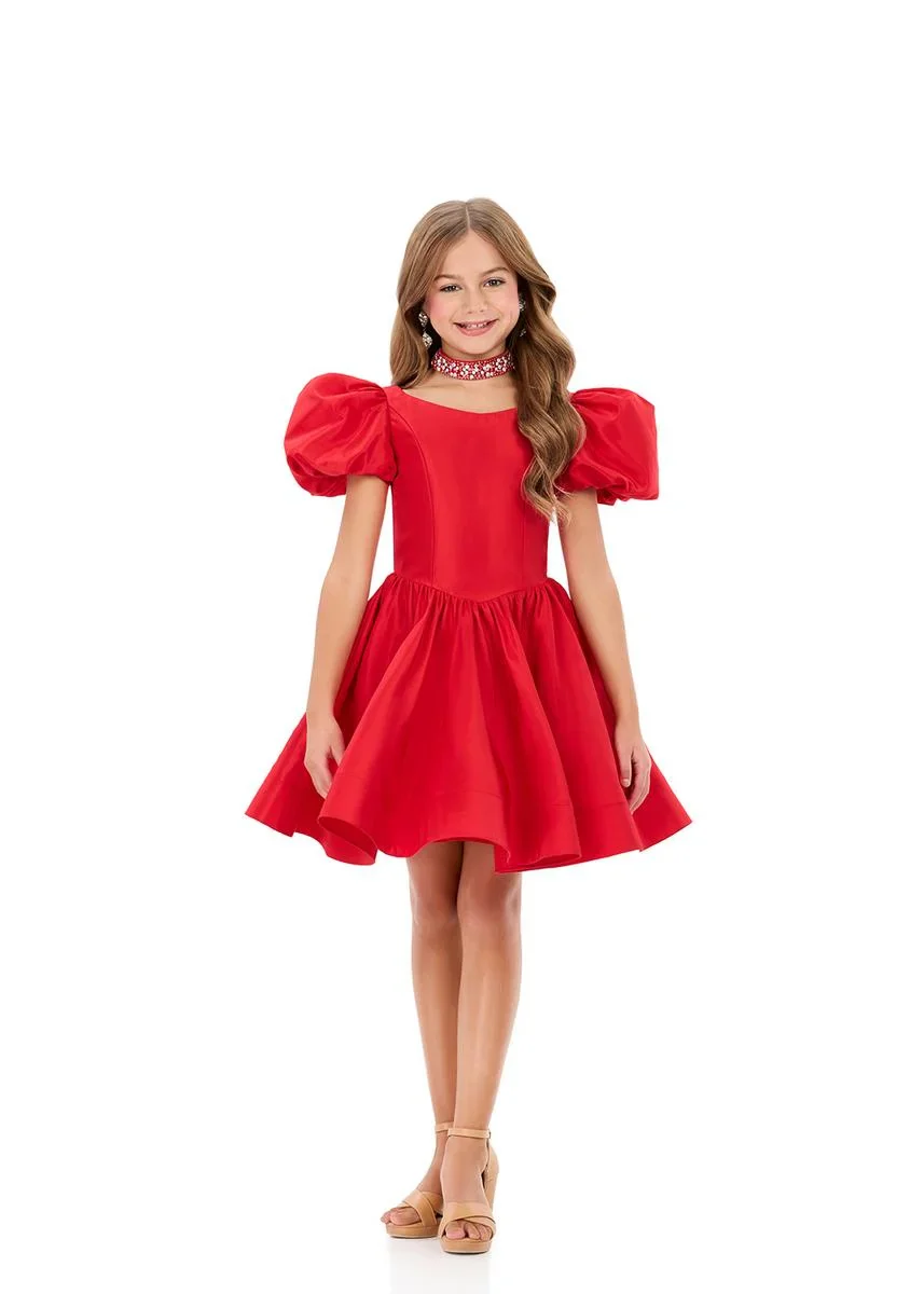 ASHLEYlauren 8387 Girls Short Dress Puff Sleeves - Image 3