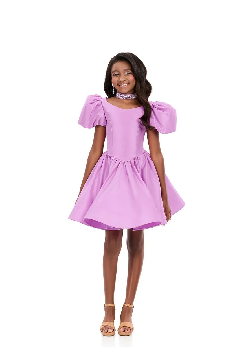 ASHLEYlauren 8387 Girls Short Dress Puff Sleeves - Image 4