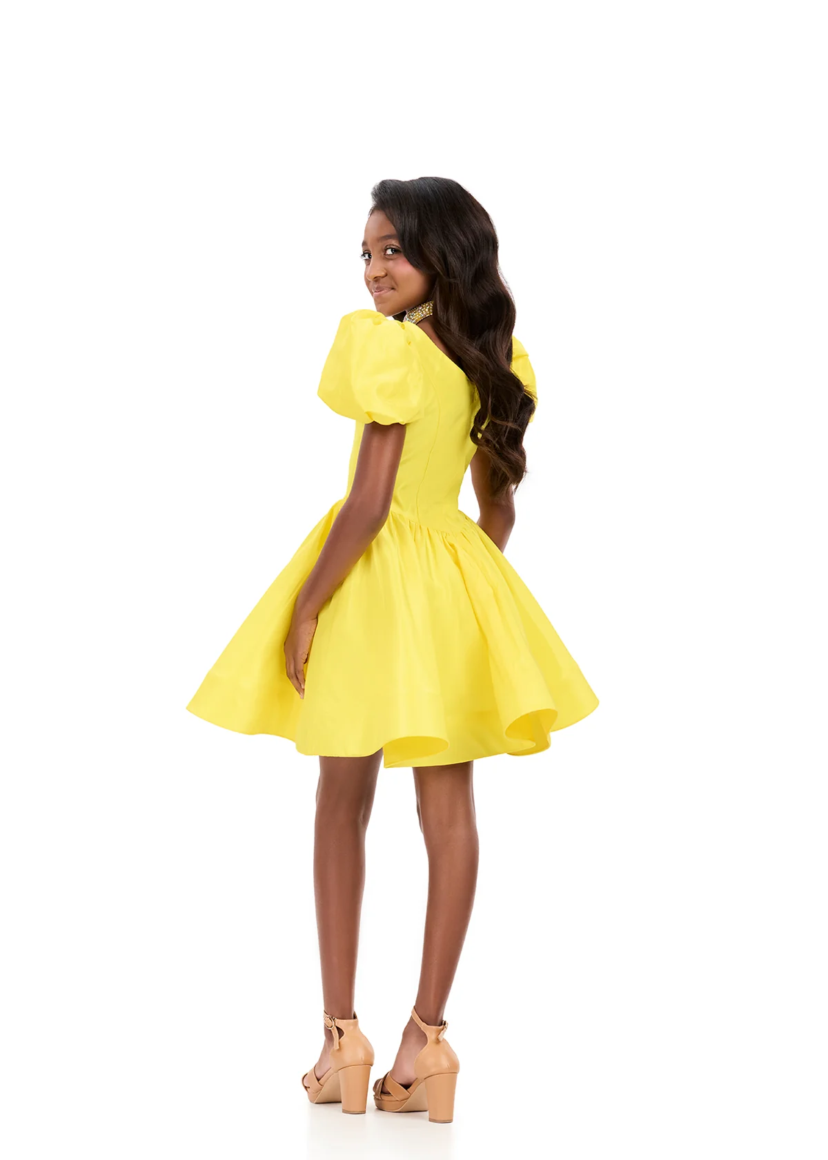 ASHLEYlauren 8387 Girls Short Dress Puff Sleeves - Image 8