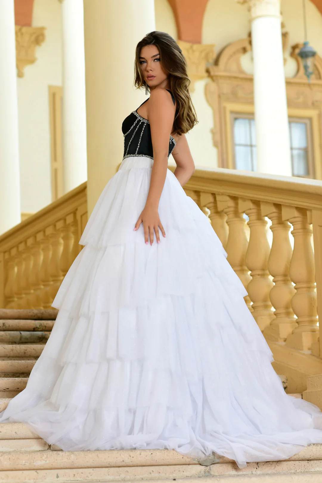 Ava Presley 28592 Size 2 Lilac Shimmer Tulle A Line Layer Ballgown Prom Dress Satin Corset Crystal Embellished Formal Gown - Image 5