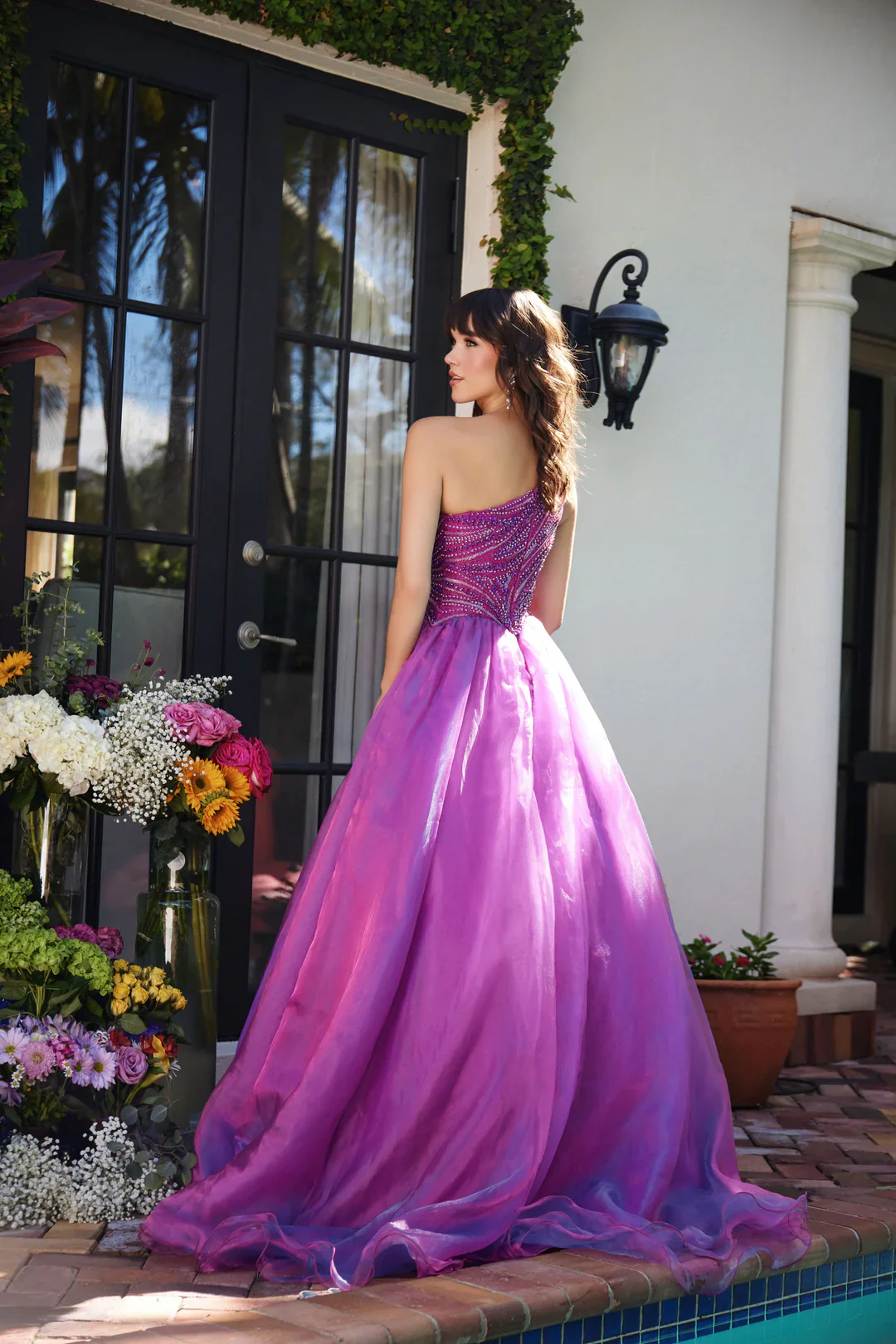Ava Presley 29258 Size 14 Magenta Beaded Pageant Dress Ball Gown A Line Prom Formal Train - Image 2