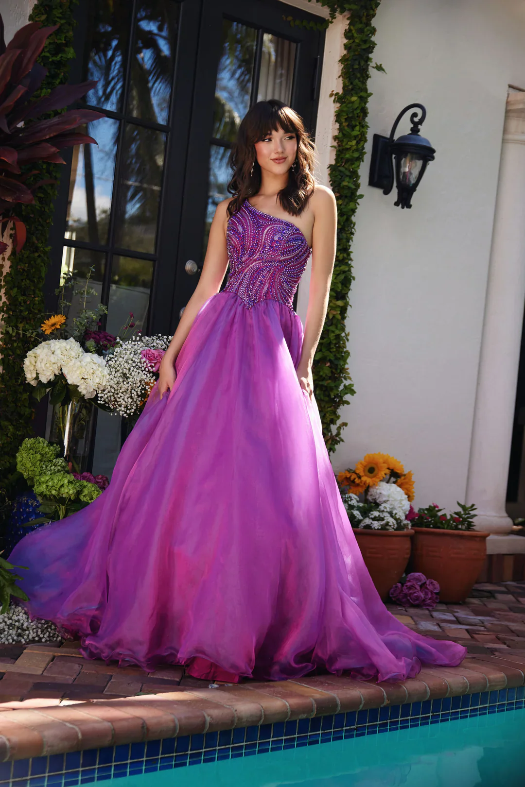 Ava Presley 29258 Size 14 Magenta Beaded Pageant Dress Ball Gown A Line Prom Formal Train - Image 3