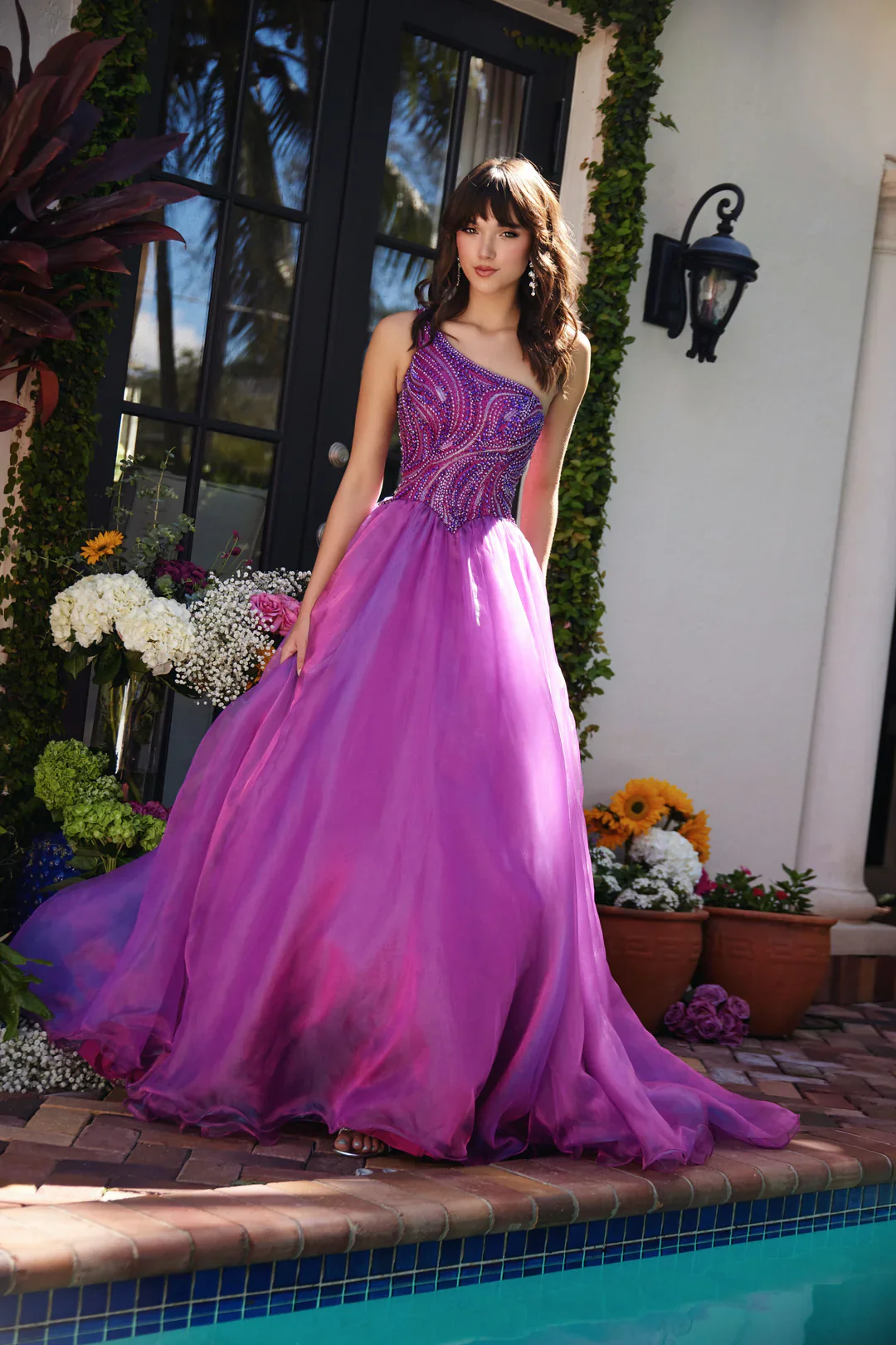 Ava Presley 29258 Size 14 Magenta Beaded Pageant Dress Ball Gown A Line Prom Formal Train - Image 4