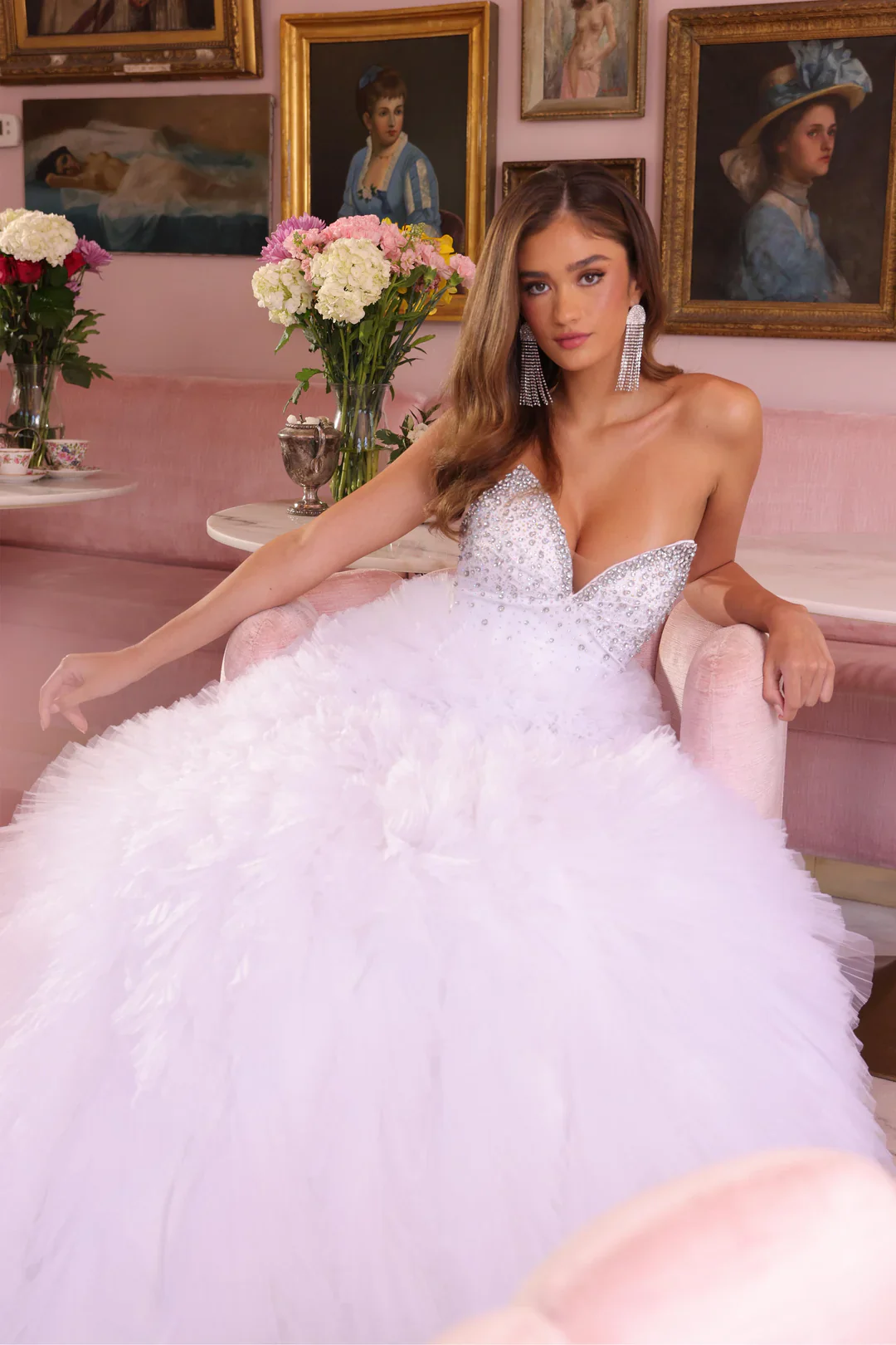 Ava Presley 29528 Long Ruffle Ballgown Prom Dress Crystal Bodice Pageant Gown Wedding Bridal - Image 4