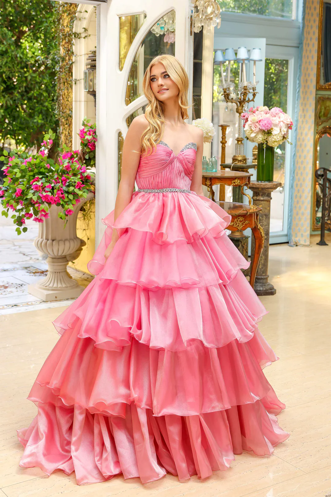 Ava Presley 29546 Size 2 Teal Long Layered Prom Dress Pageant Ballgown Formal Strapless A Line Crystals - Image 6