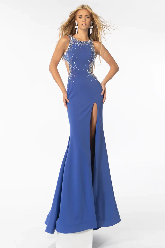 Ava Presley 39237 Long Prom Dress Open Back Cut Out High Slit Beaded Detail Formal Pageant Gown - Image 4