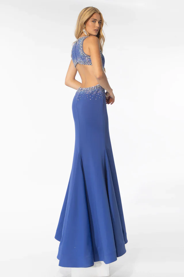 Ava Presley 39237 Long Prom Dress Open Back Cut Out High Slit Beaded Detail Formal Pageant Gown - Image 5